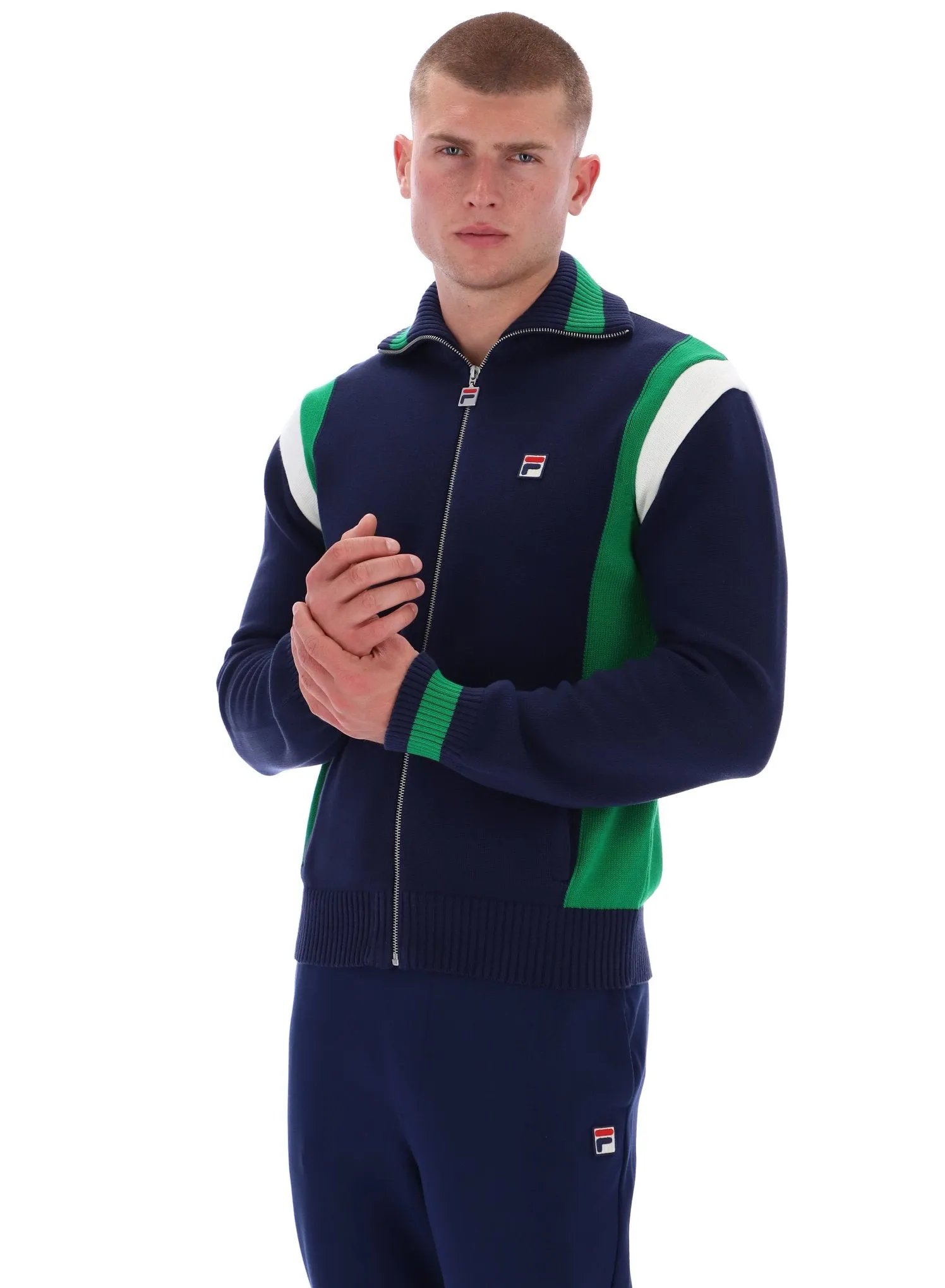 rhinestone accents Fresh Chic Cortez Colourblocked Knitted Track Top