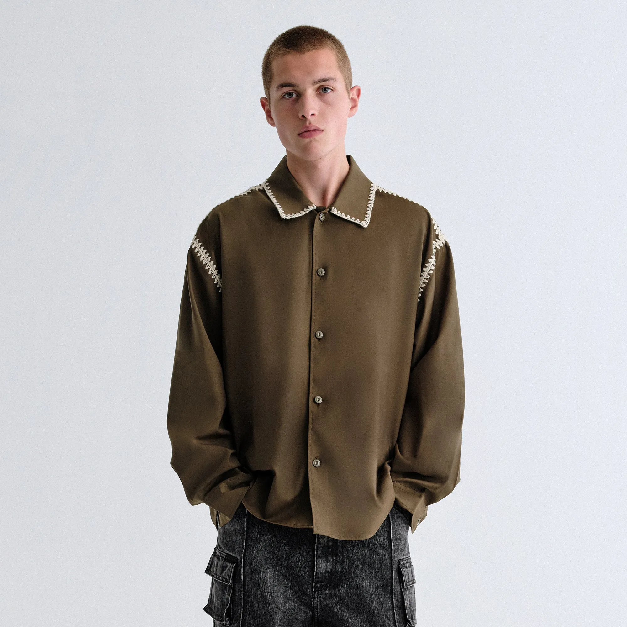 Airflow Optimization Cozy Design Kith Crochet Detail Apollo Shirt - Moss