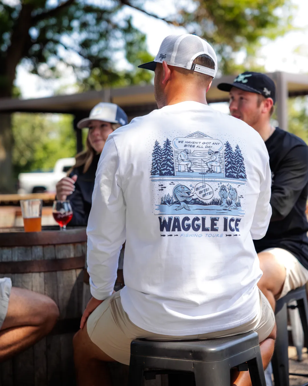 Waggle Ice Fishing Tours Long-Sleeve T-Shirt Cozy Fit EcoFriendlyDyes