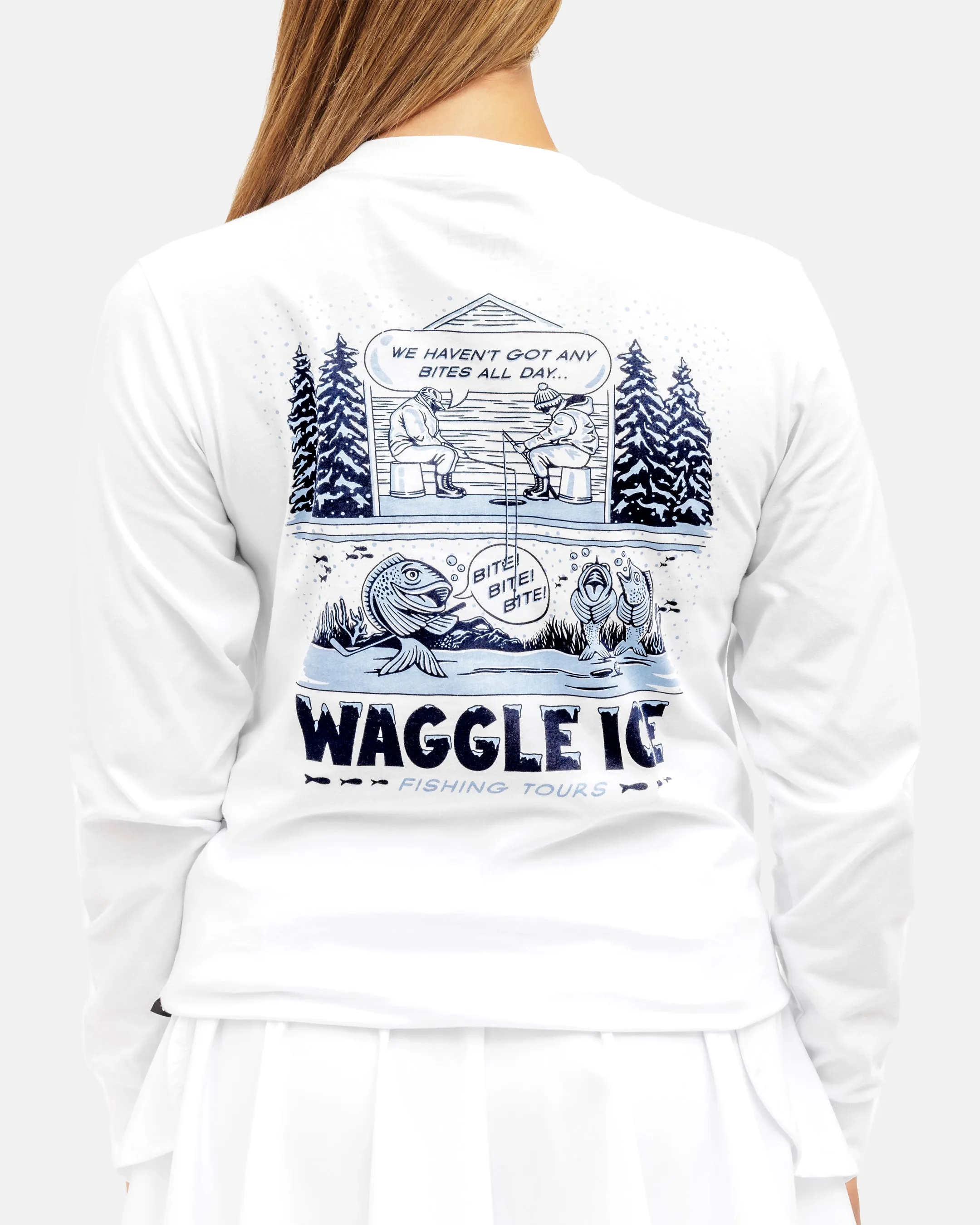Waggle Ice Fishing Tours Long-Sleeve T-Shirt Non Iron Fabric Comfy Essentials Wear