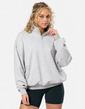 Relaxed Vibes Trendy Vibes Clubhouse Funnel Neck Zip in Grey Marl
