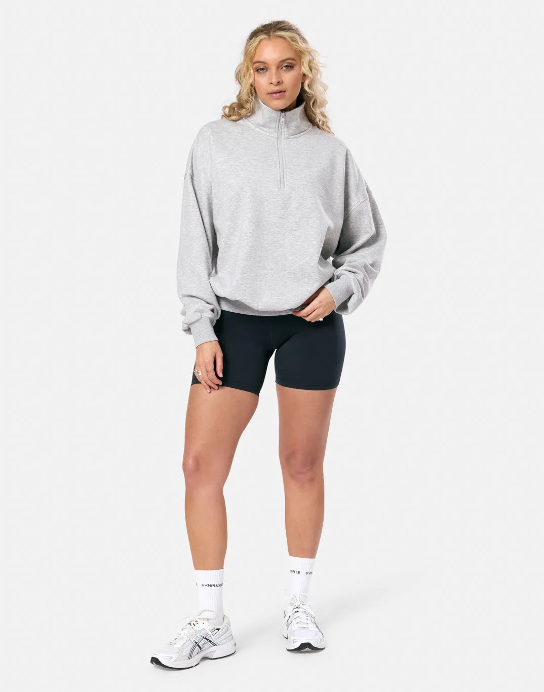 Clubhouse Funnel Neck Zip in Grey Marl goes with leggings