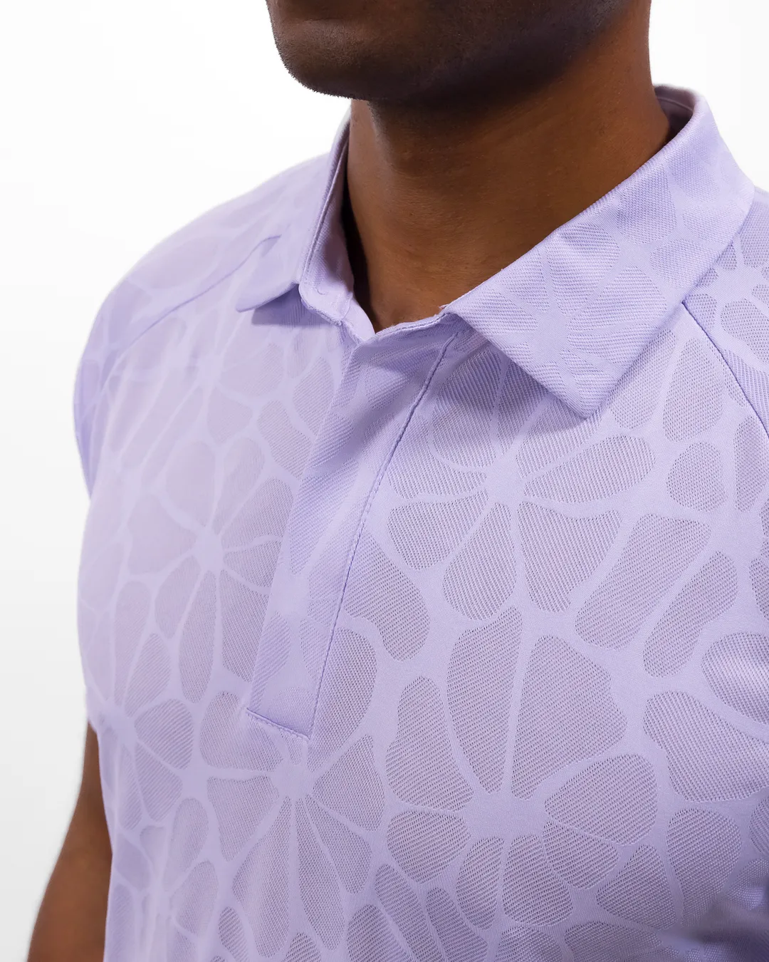 Lavender Haze Men's WeaveLight Jacquard Polo Handcrafted Detail