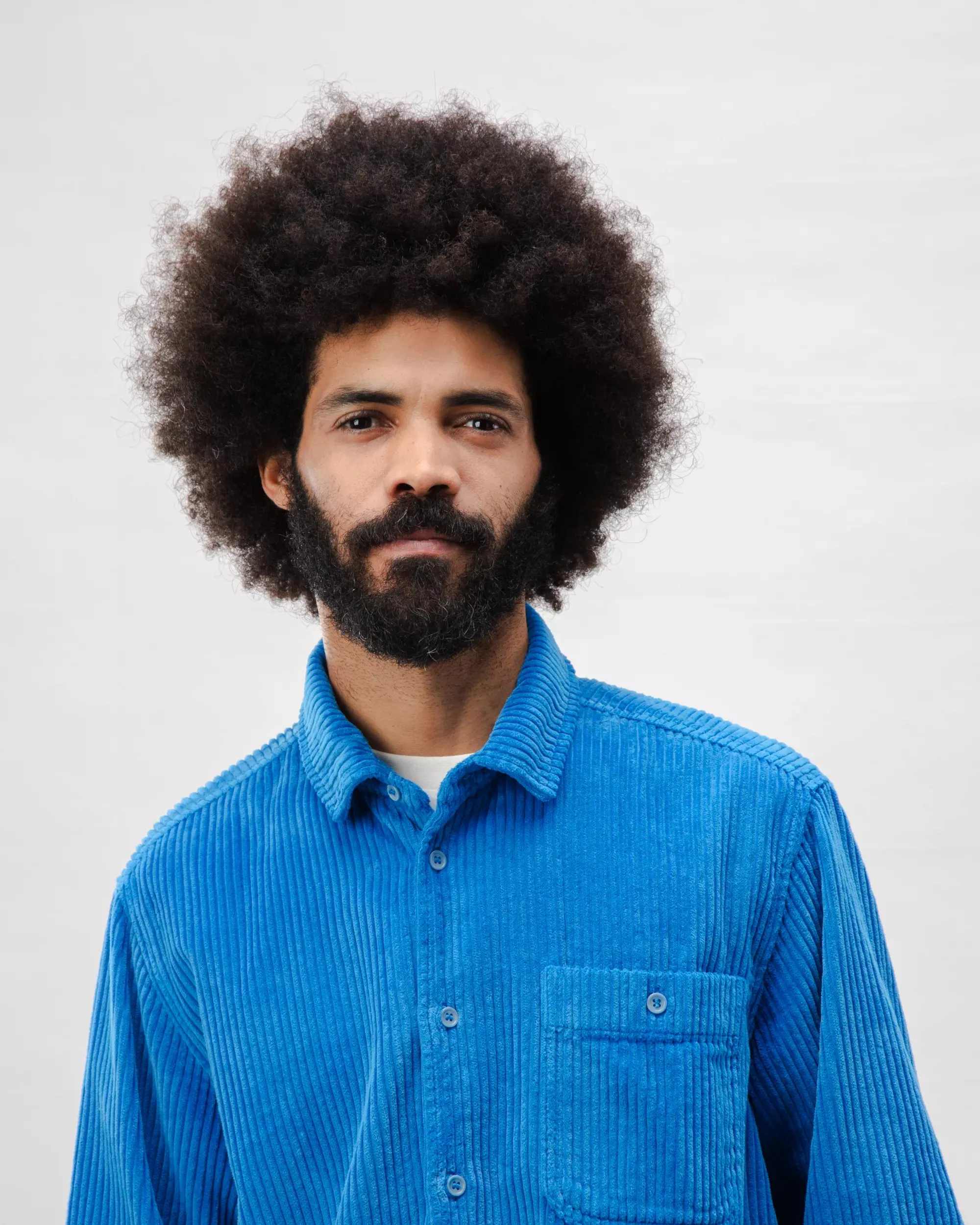 Adjustable Cuffs Corduroy Overshirt Blue