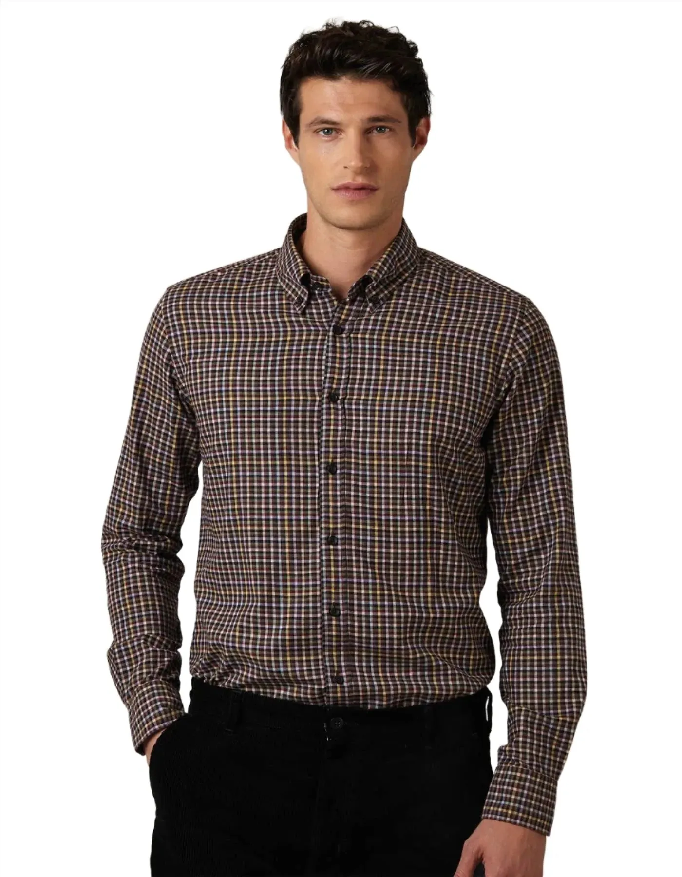 Unisex Design Handcrafted Detail ID60367-Xacus Check Button Down