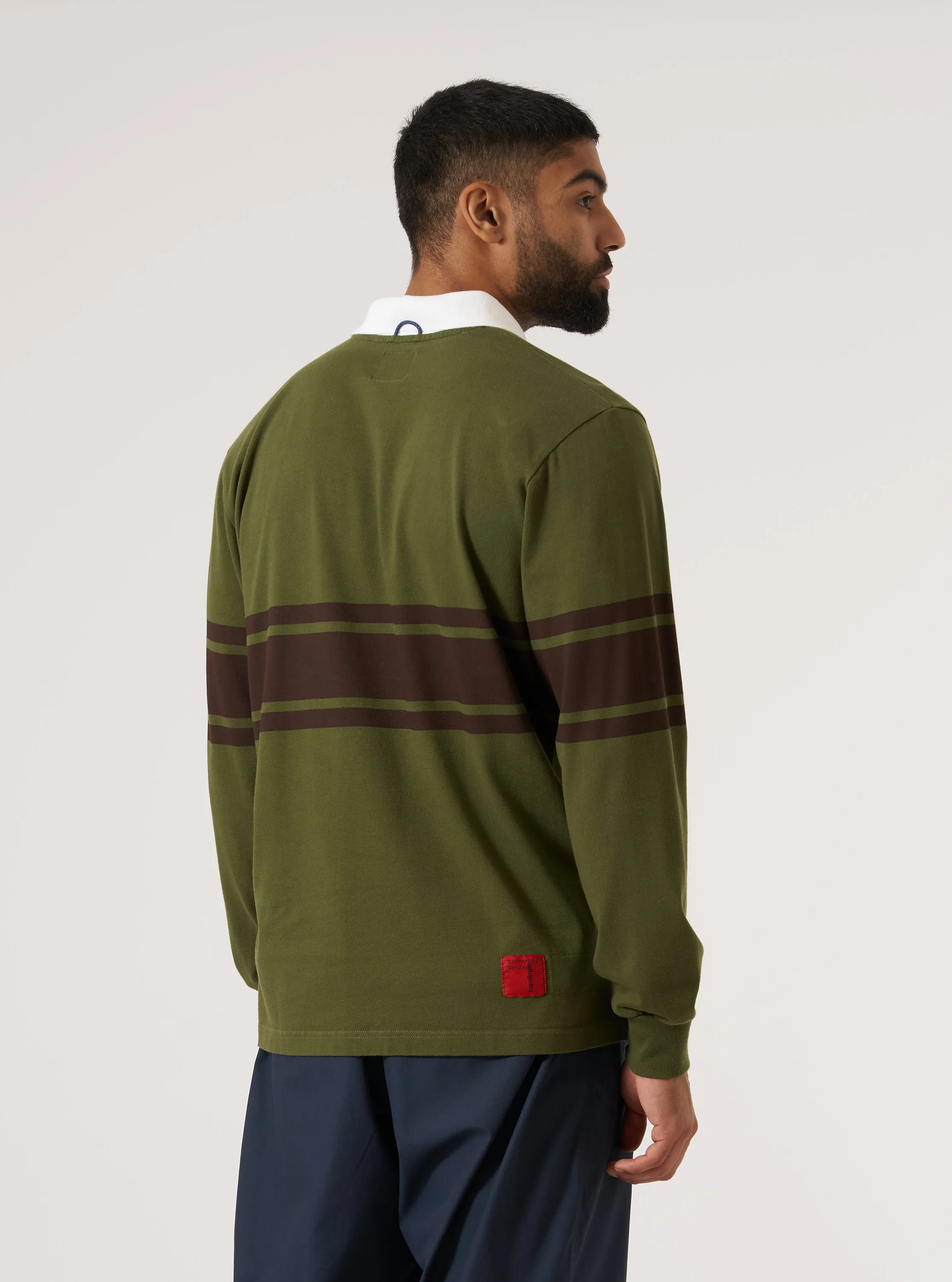 Topologie x Universal Works Olive/Brown MW Organic Cotton Rugby Shirt Dressy look