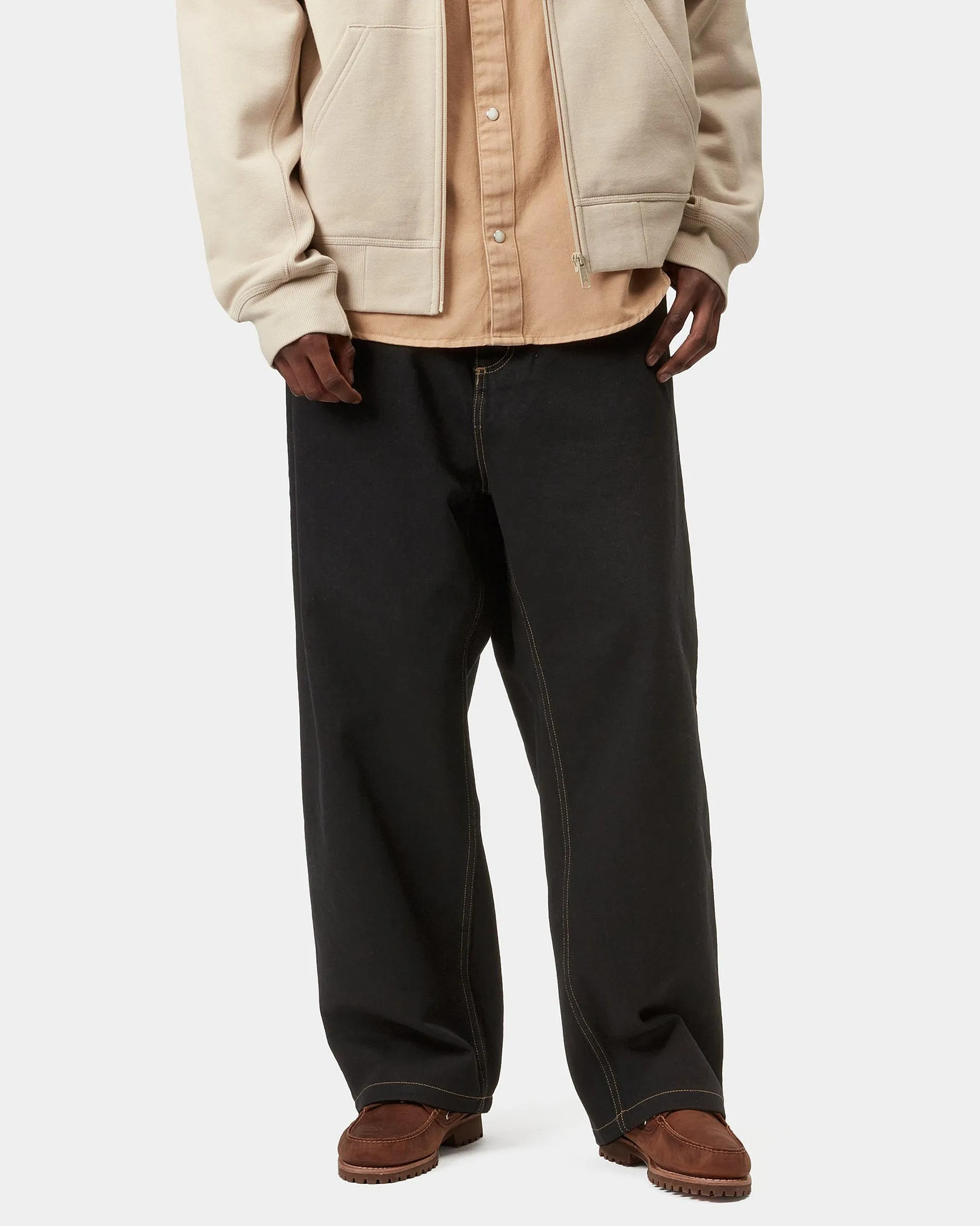 Carhartt WIP Brandon Pant Loose Straight Mens Jeans - Black Rinsed Fashion Must-Have No Iron Wear