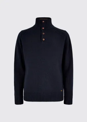 Shields Men??s button neck sweater - Navy slow life