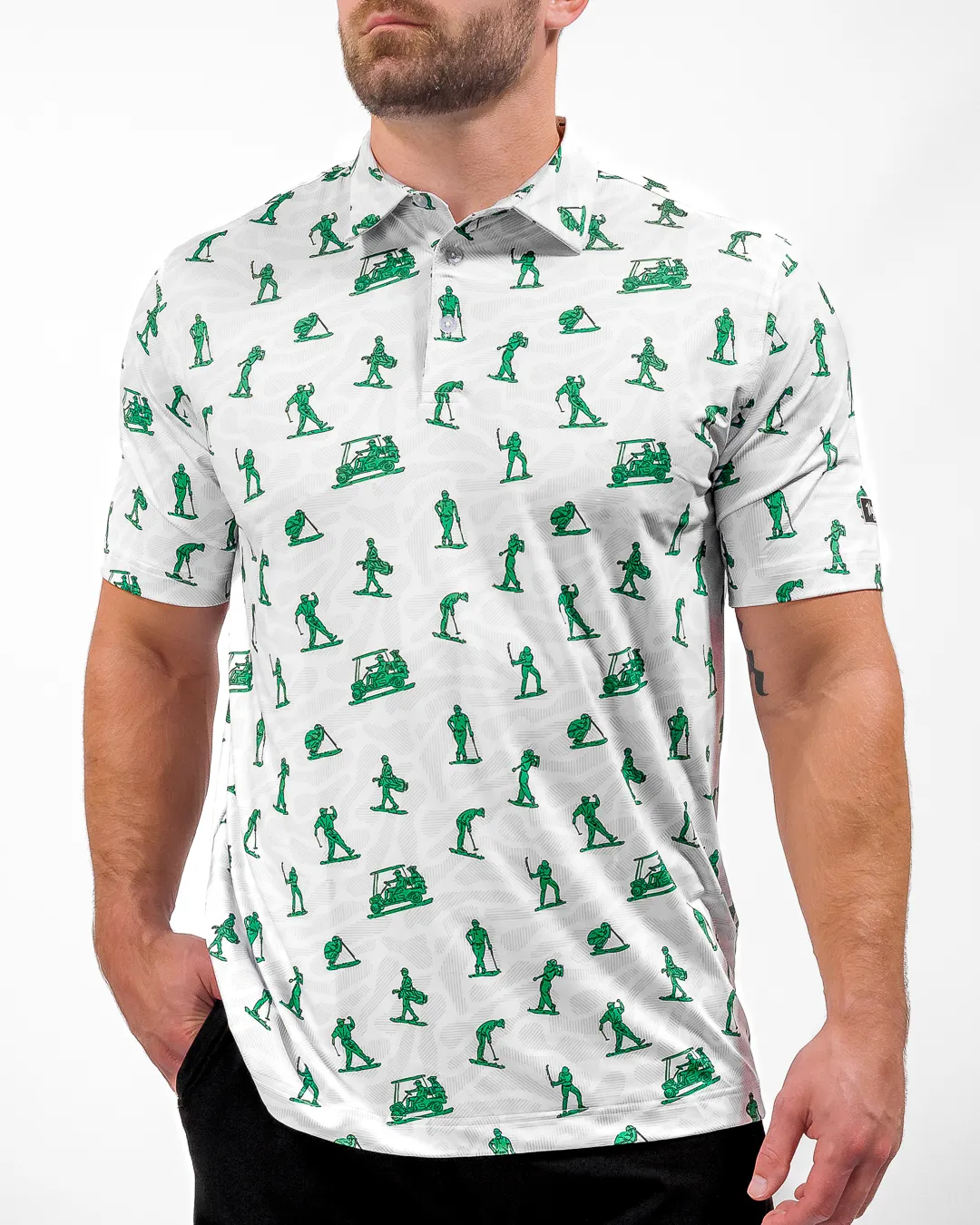 Stylish Detail Embroidered Logo Toy Golfers Men's Polo