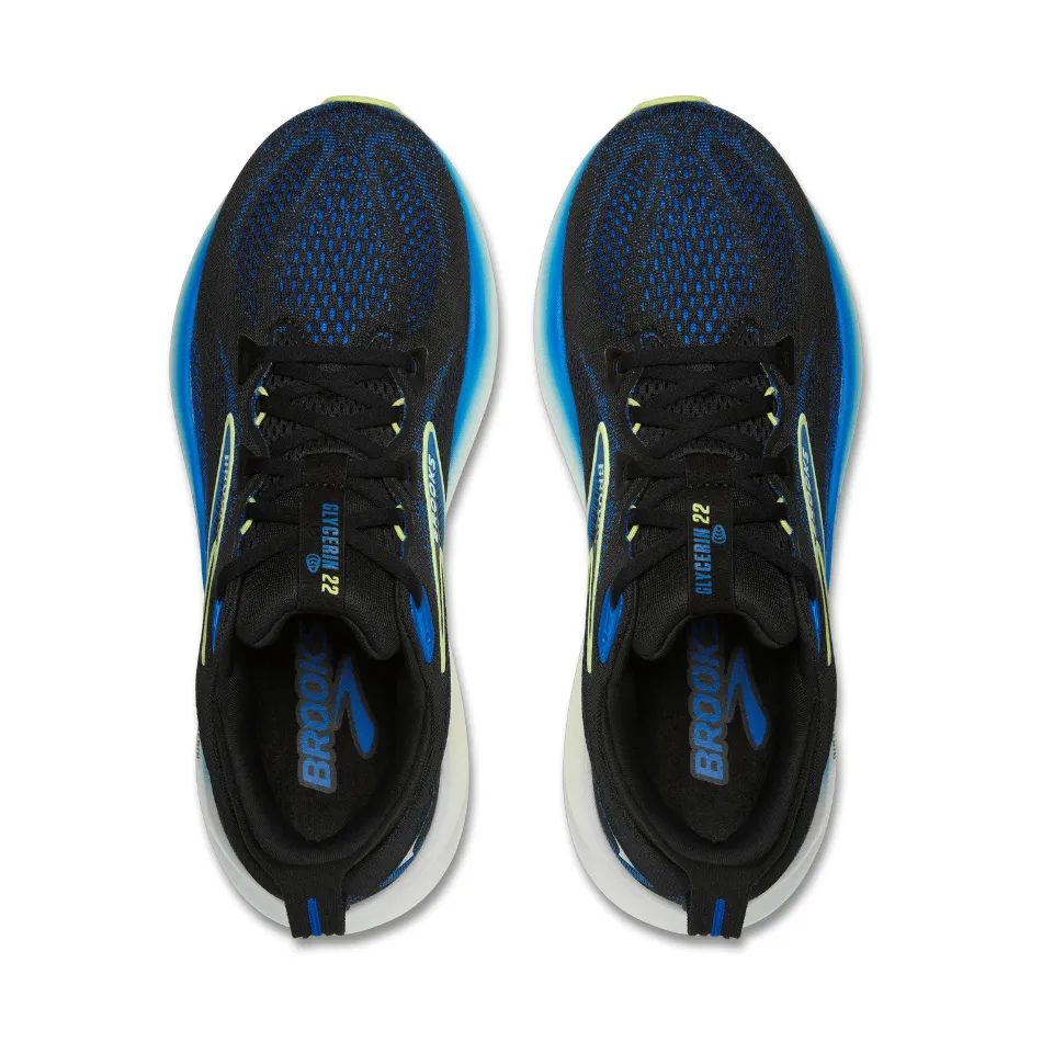 Brooks Men's Glycerin 22 Running Shoes in Black/Cobalt/Neo Yellow SS25 relay - run