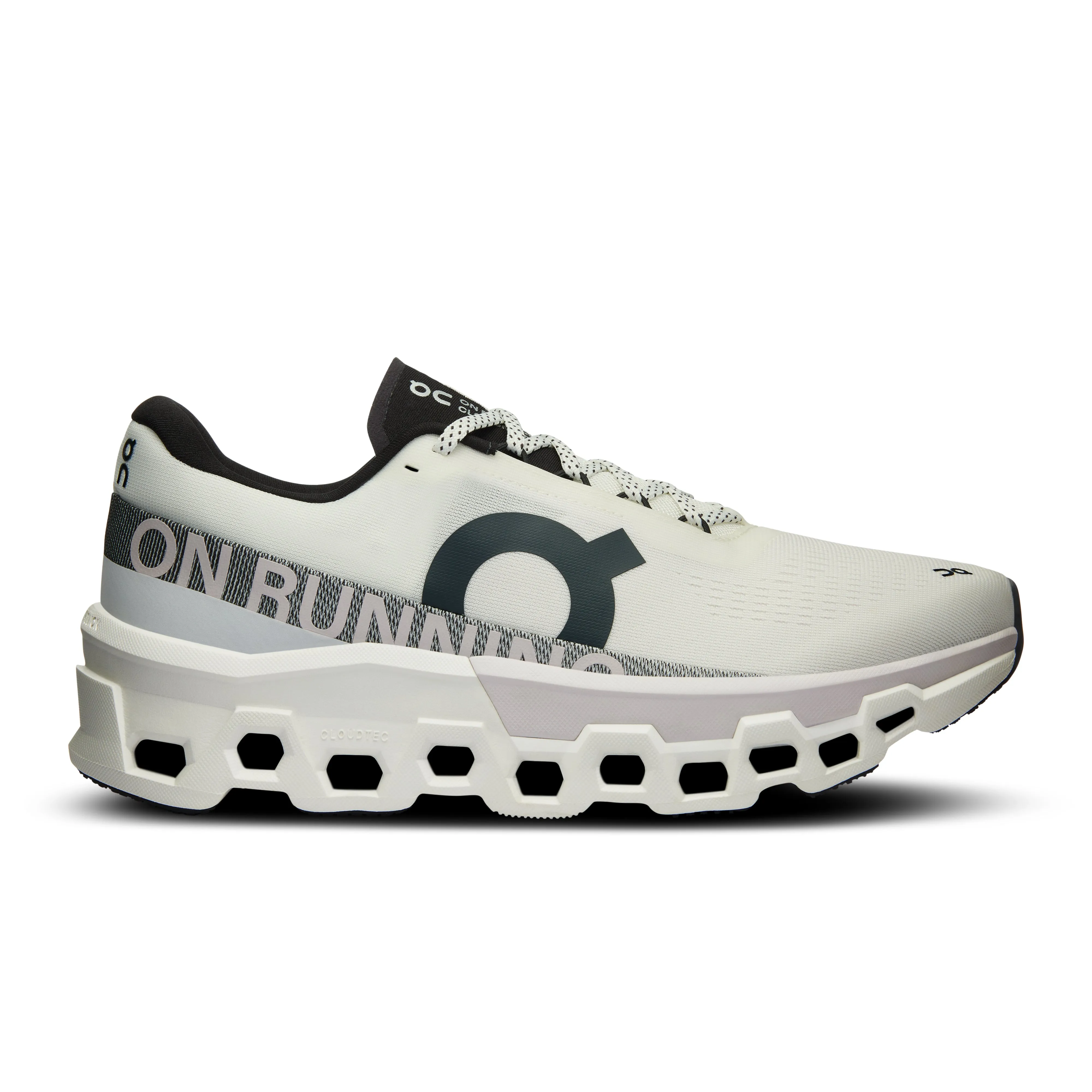 Men's On Cloudmonster 2 Running Shoe in White | Frost high - traction sole Shock Dispersing Structure