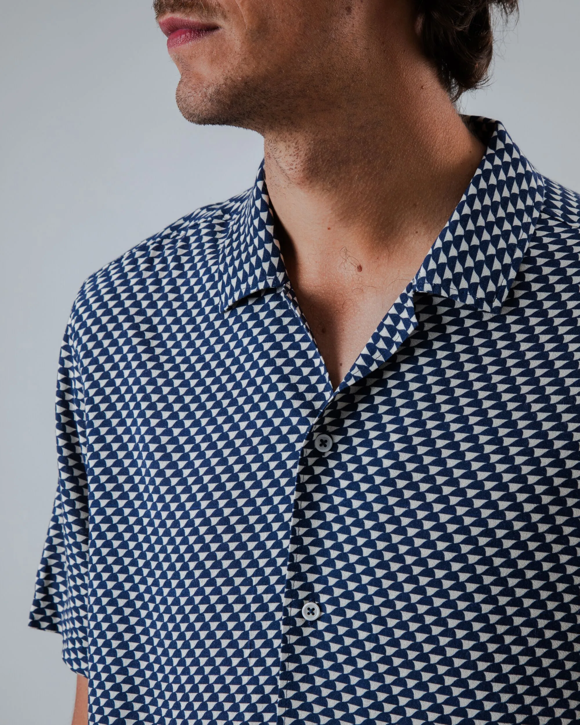 Tramuntana Aloha Shirt Navy Geometric Print Gift Idea