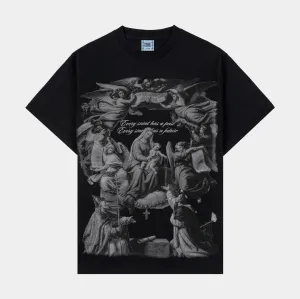 Anti Pilling Fabric dry cleanable Future Cropped Mens Short Sleeve Shirt (Black)