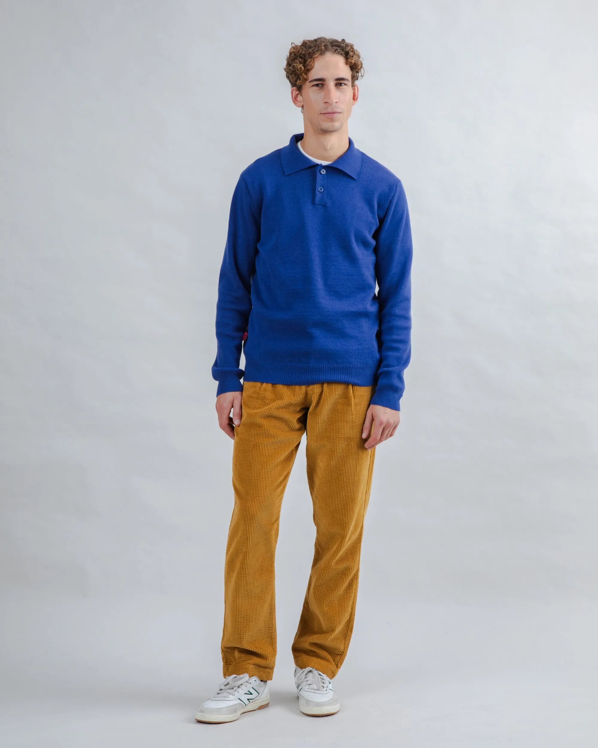 Knitted Polo Blue Tweed Versatile Piece