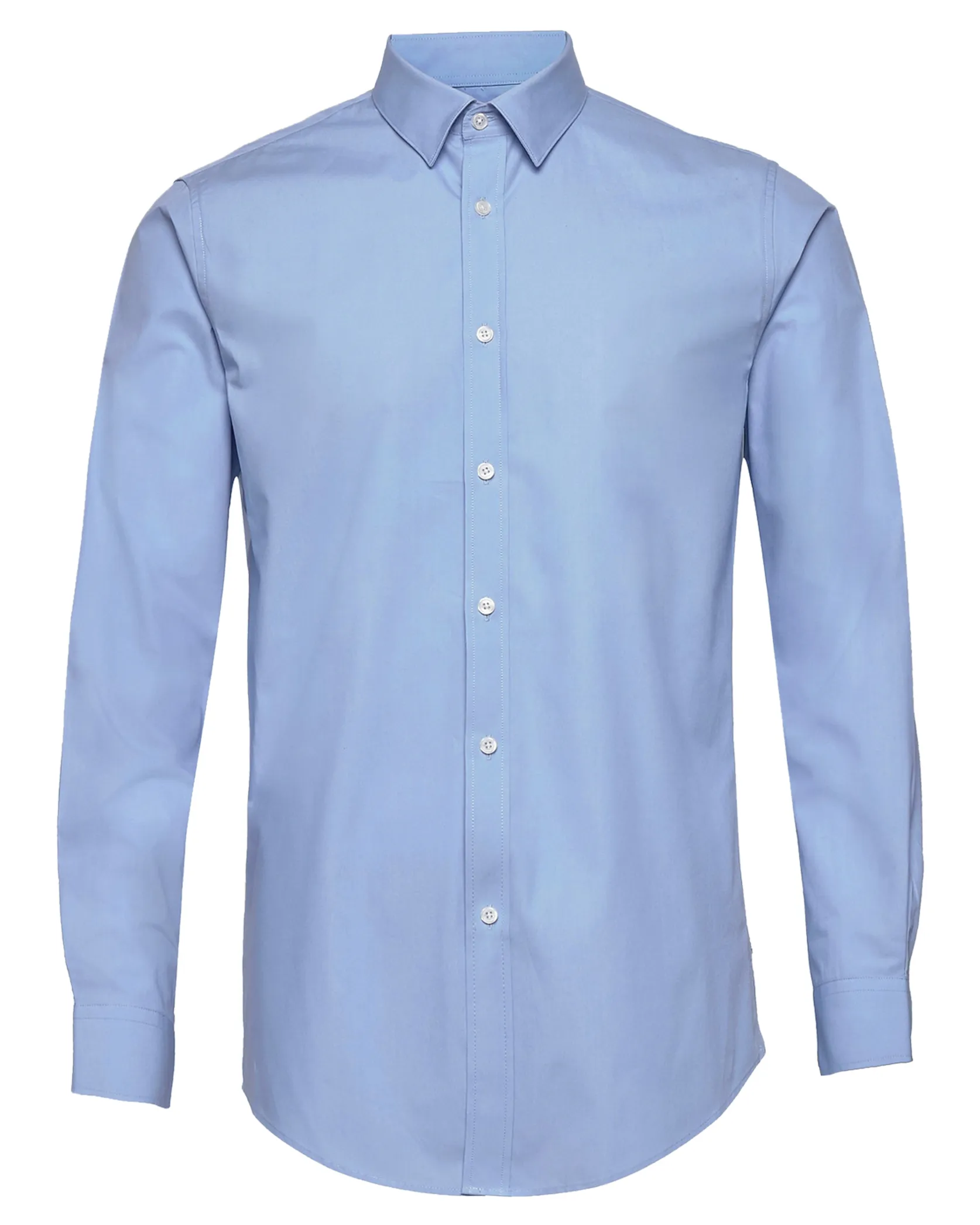 Mix-And-Match French Blue Twill Natural Stretch Cotton Dress Shirt
