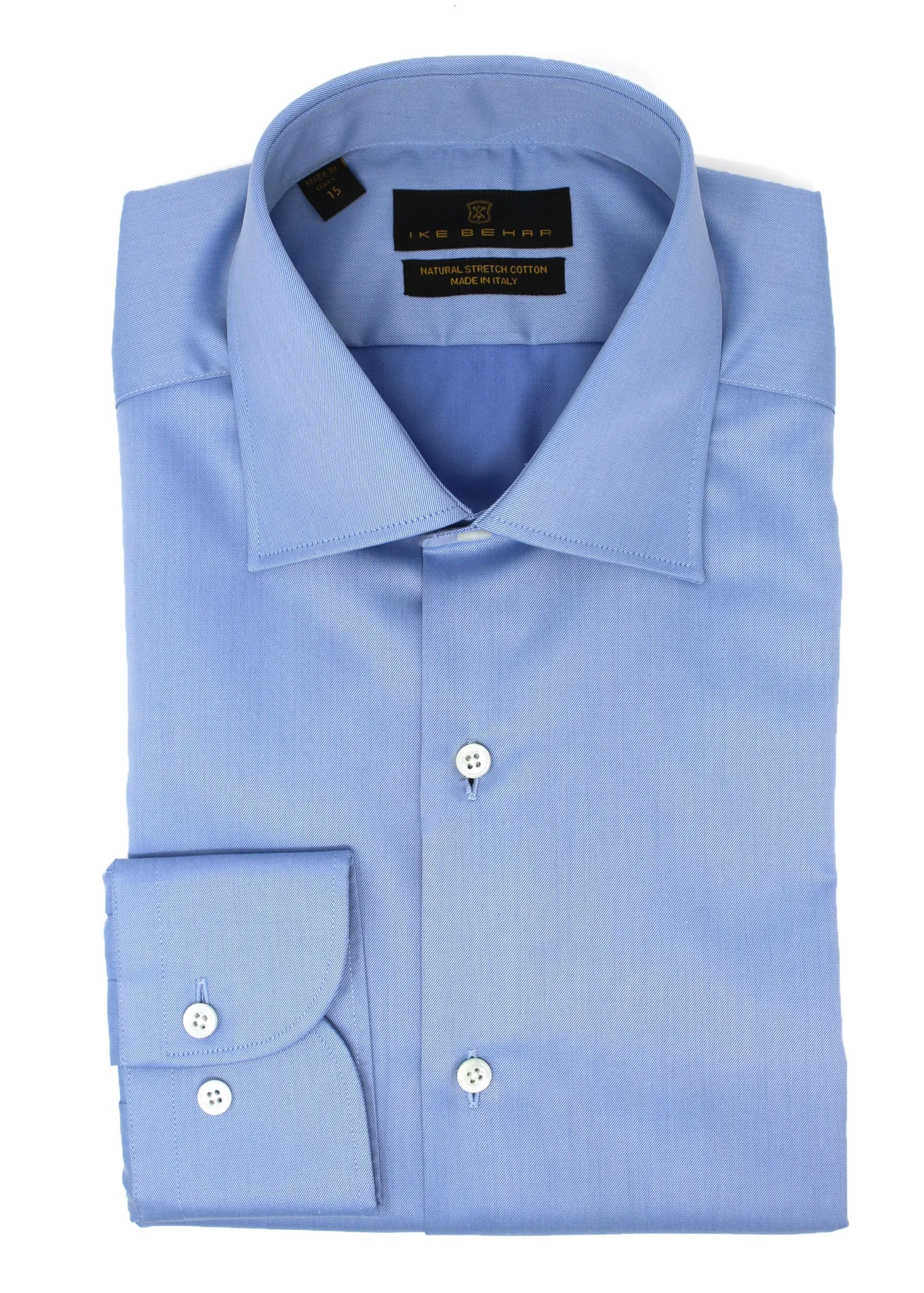 Stylish Element French Blue Twill Natural Stretch Cotton Dress Shirt