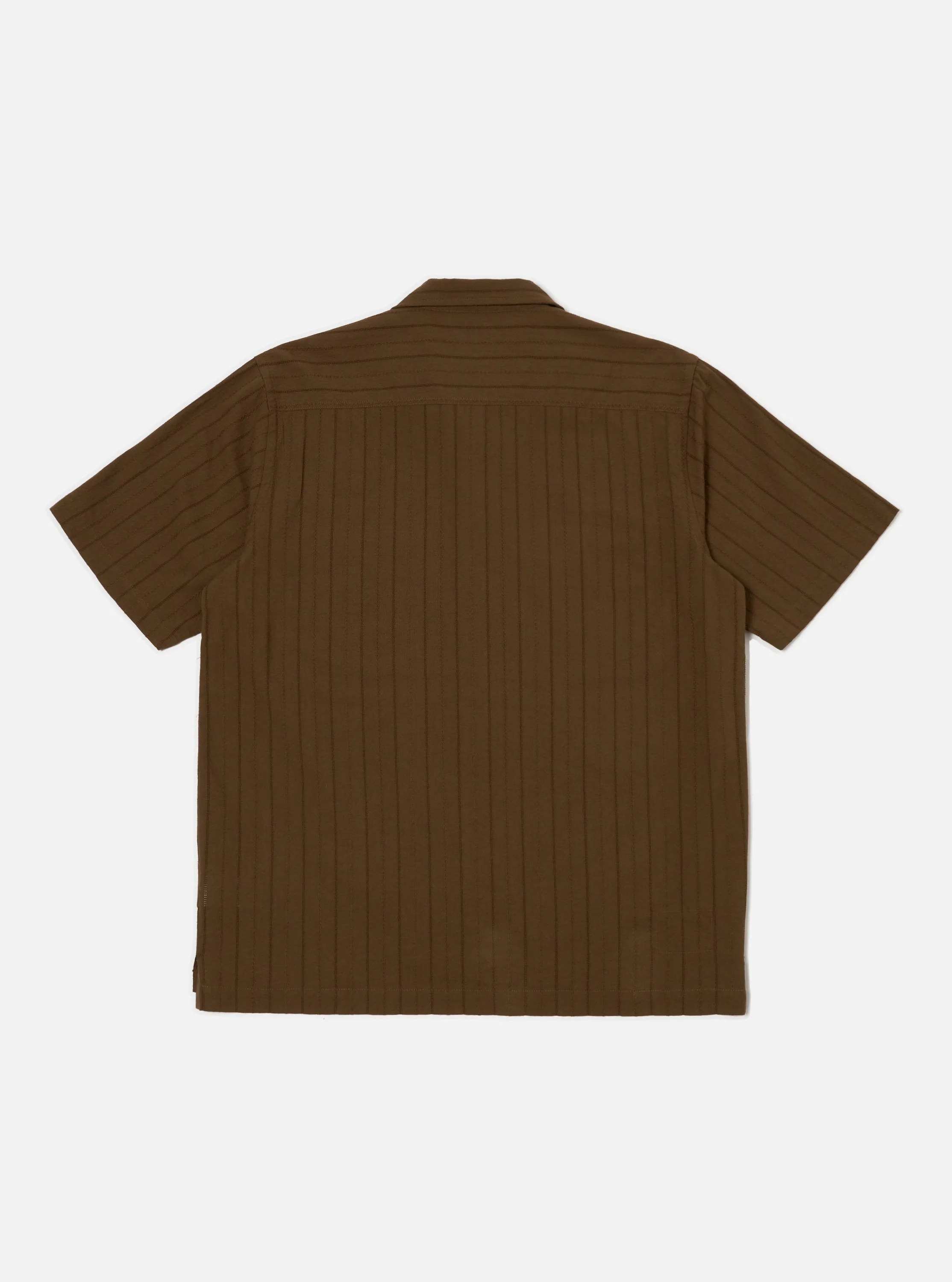 All-Day Wear Moisture Wicking Material Brown Dobby Self Stripe Camper Shirt