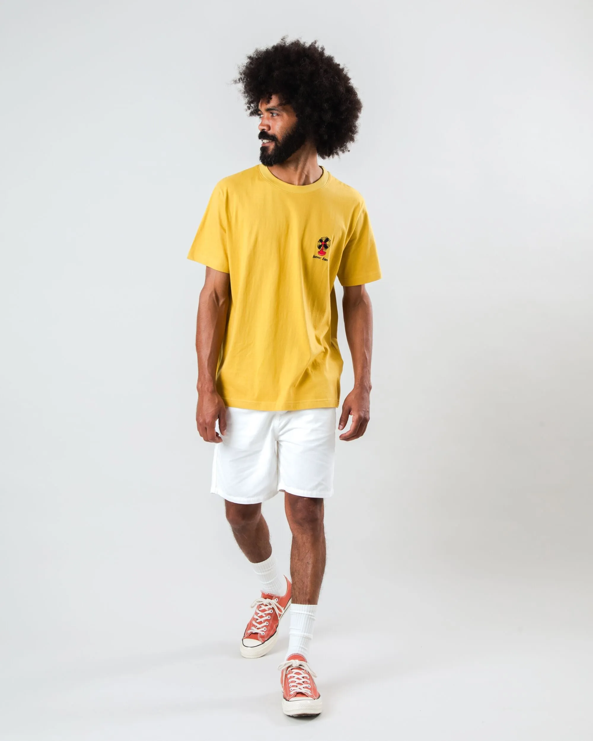 Have Fan T-shirt Yellow Vintage Style dry cleanable