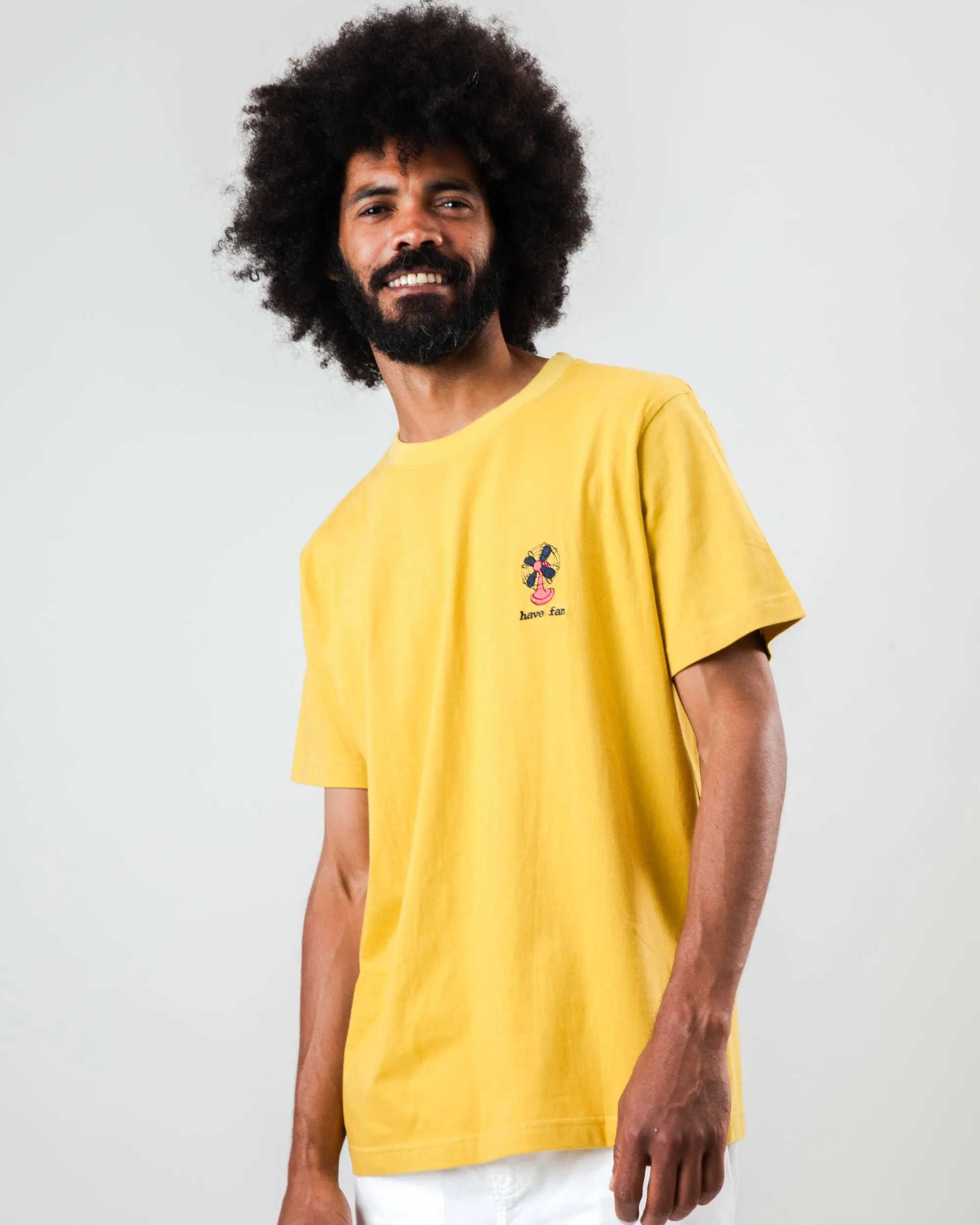 Have Fan T-shirt Yellow Classic Layering Holiday Style