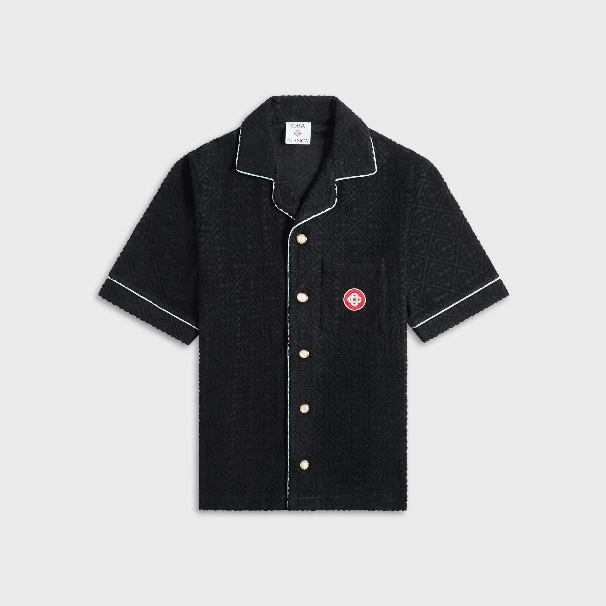 Casablanca Towelling Monogram Shirt - Black Reinforced Collar Structure Wardrobe Essential