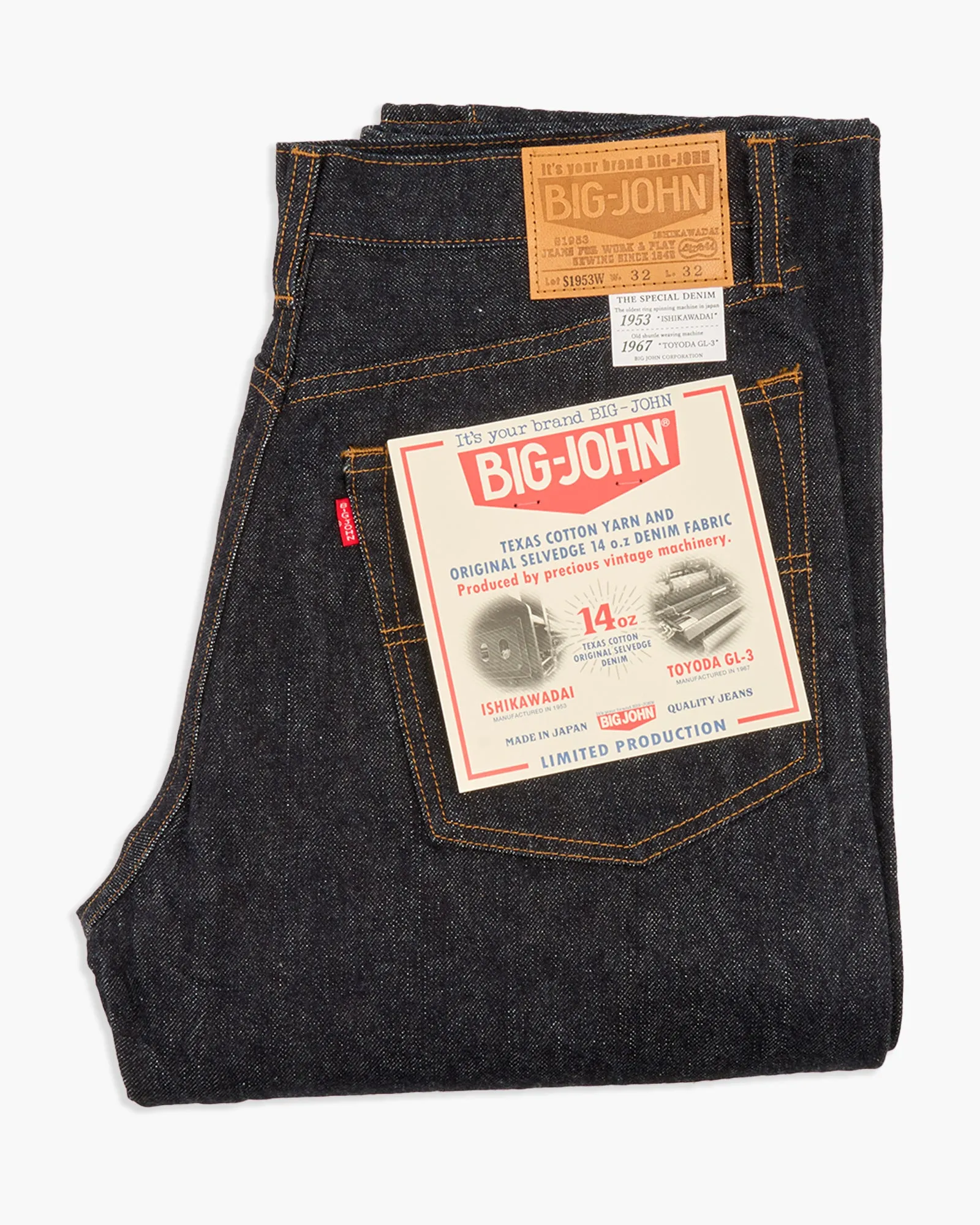 Morning Stroll Fashion Lover Chic Comfort Big John M104SZ Super Zero Tapered Fit Selvedge Mens Jeans - Indigo Onewash