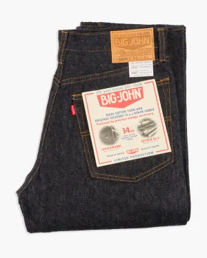 Big John M104SZ Super Zero Tapered Fit Selvedge Mens Jeans - Indigo Onewash Base Look