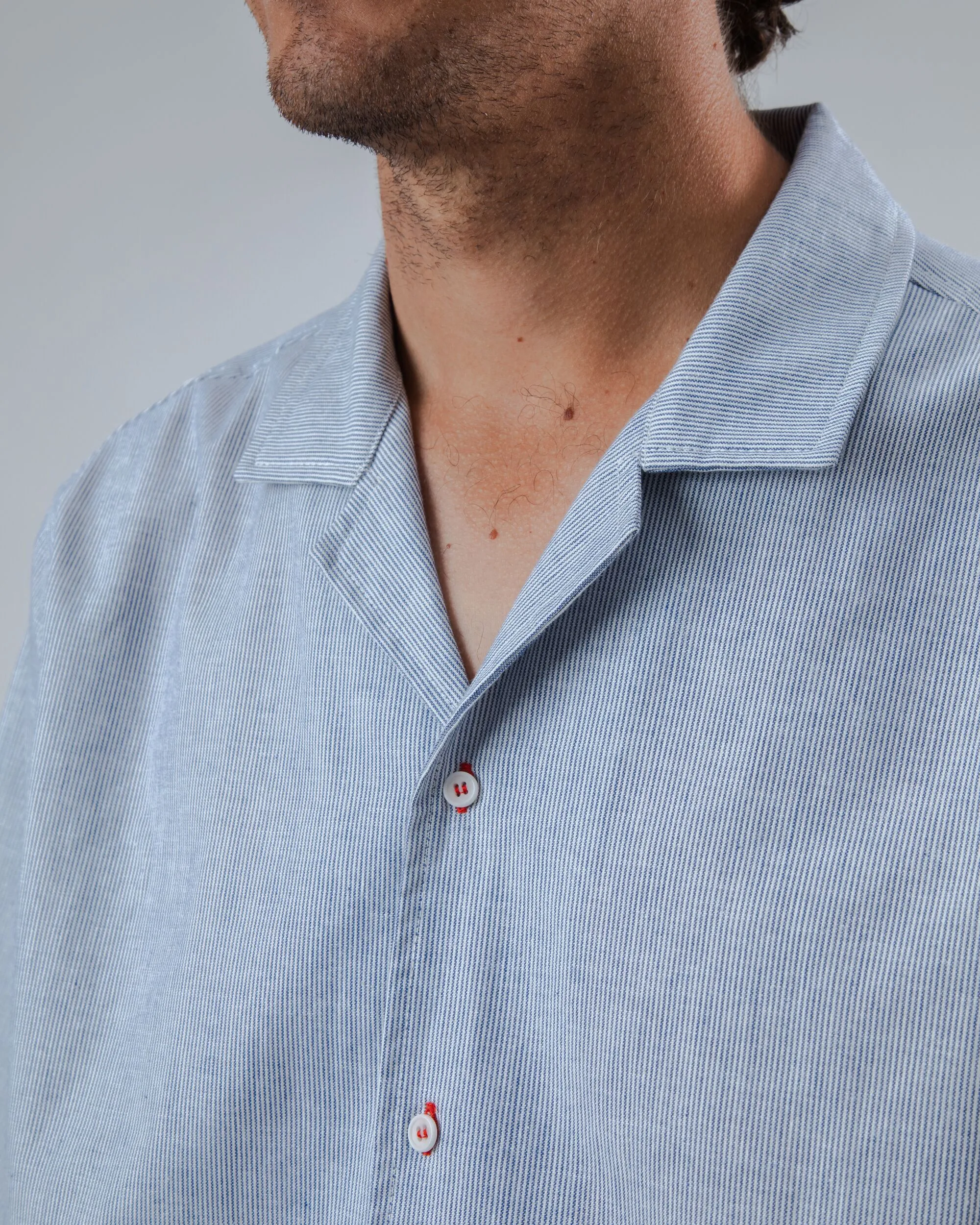 Plus size option Statement Maker Pinstripes Aloha Shirt Blue