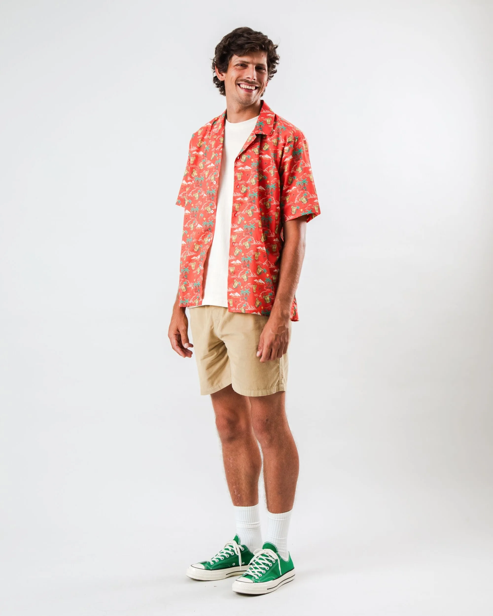 Jungle Juice Aloha Shirt Red Sporty Style