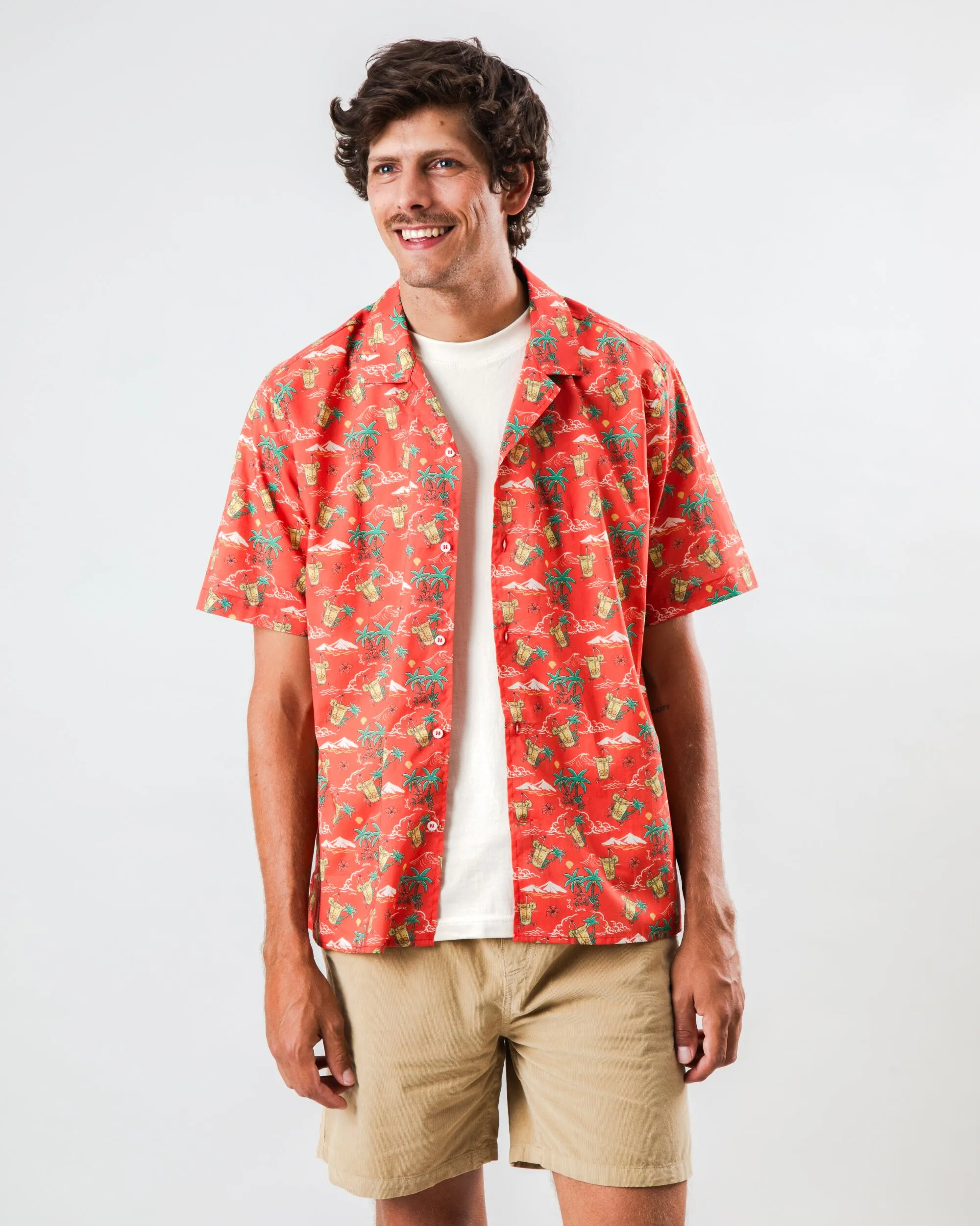 Jungle Juice Aloha Shirt Red Minimal Design