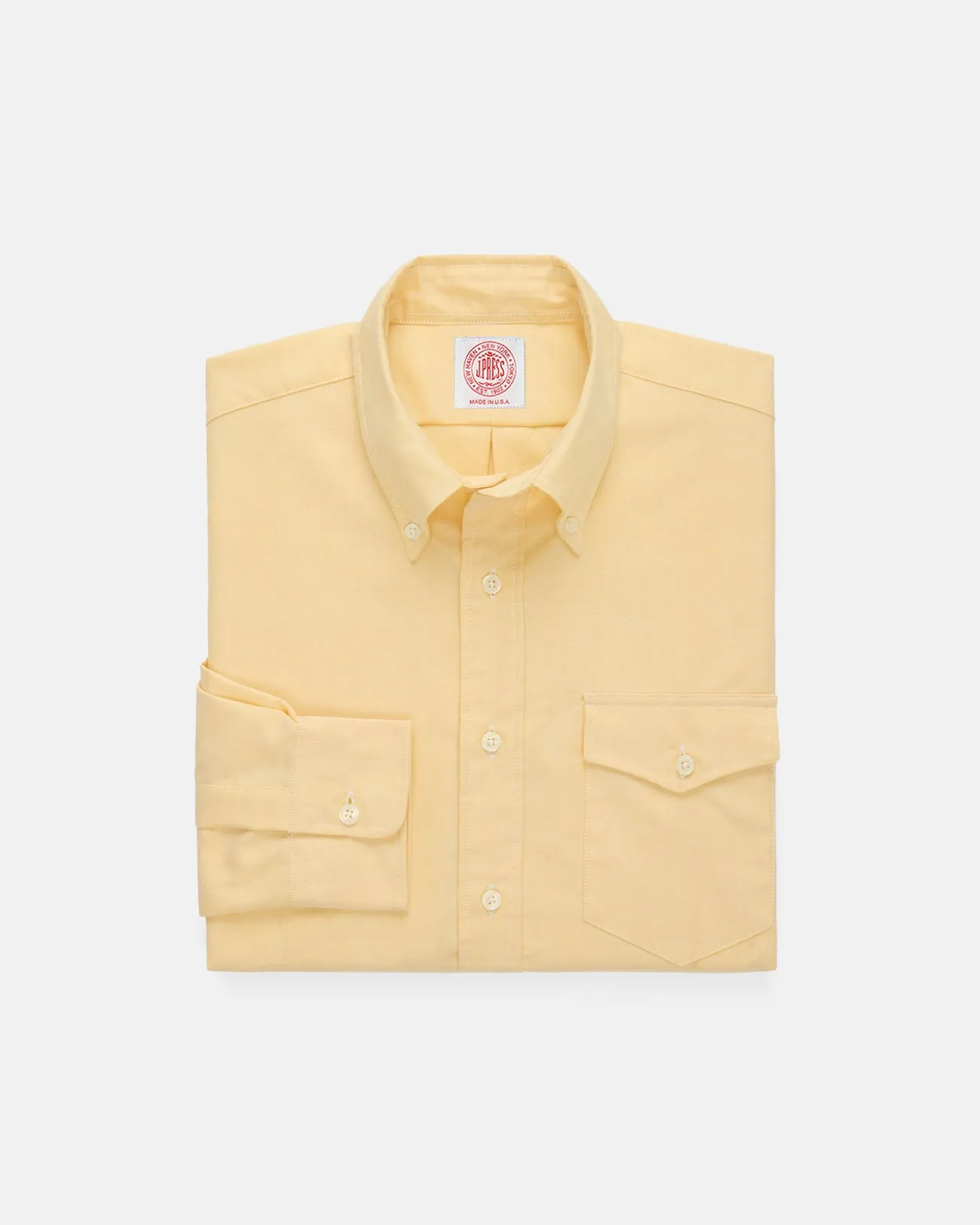 Quick Release Placket Made-in-USA Flap Pocket Yellow Oxford Cloth Button Down Shirt - Classic Fit