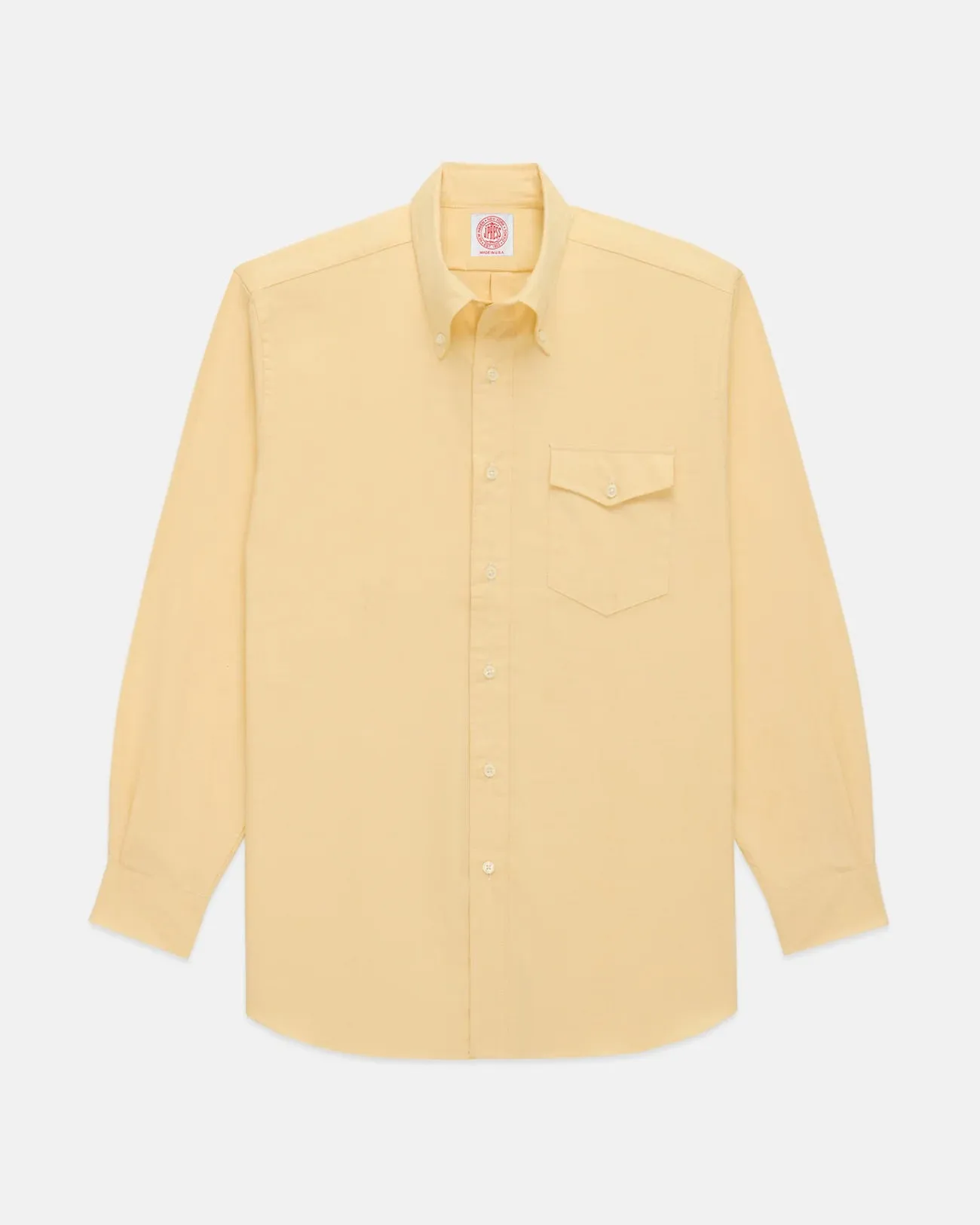 Sleeveless Cut decorative element Made-in-USA Flap Pocket Yellow Oxford Cloth Button Down Shirt - Classic Fit
