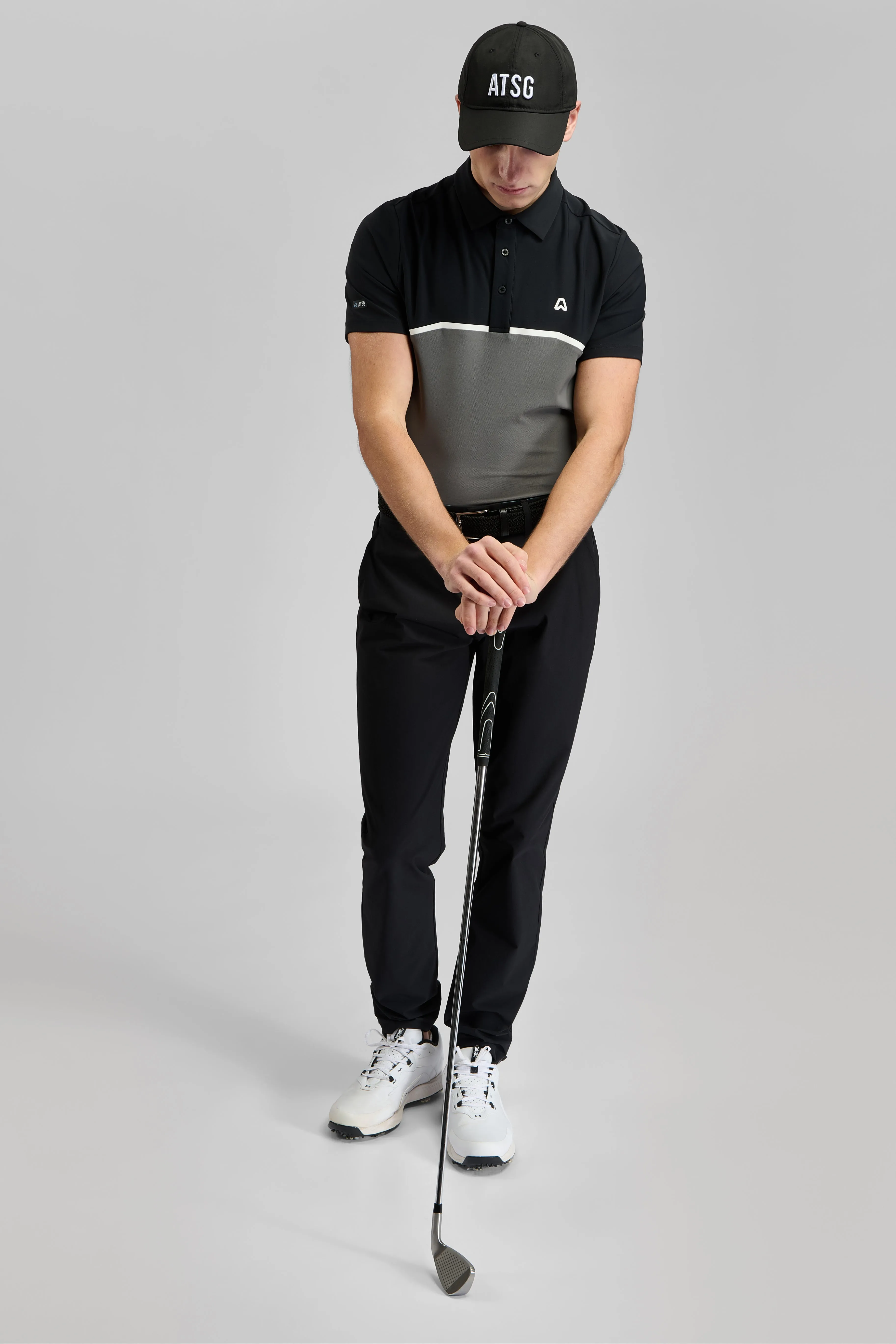 Pulse Colourblock Golf Polo Shirt - Putter Black / Steel Grey Sleeveless Cut