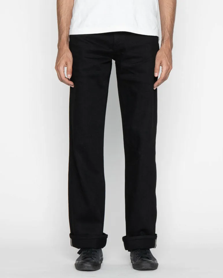 Unbranded UB744 Wide Fit Mens Jeans - 11oz Solid Black Stretch Selvedge Wear It All