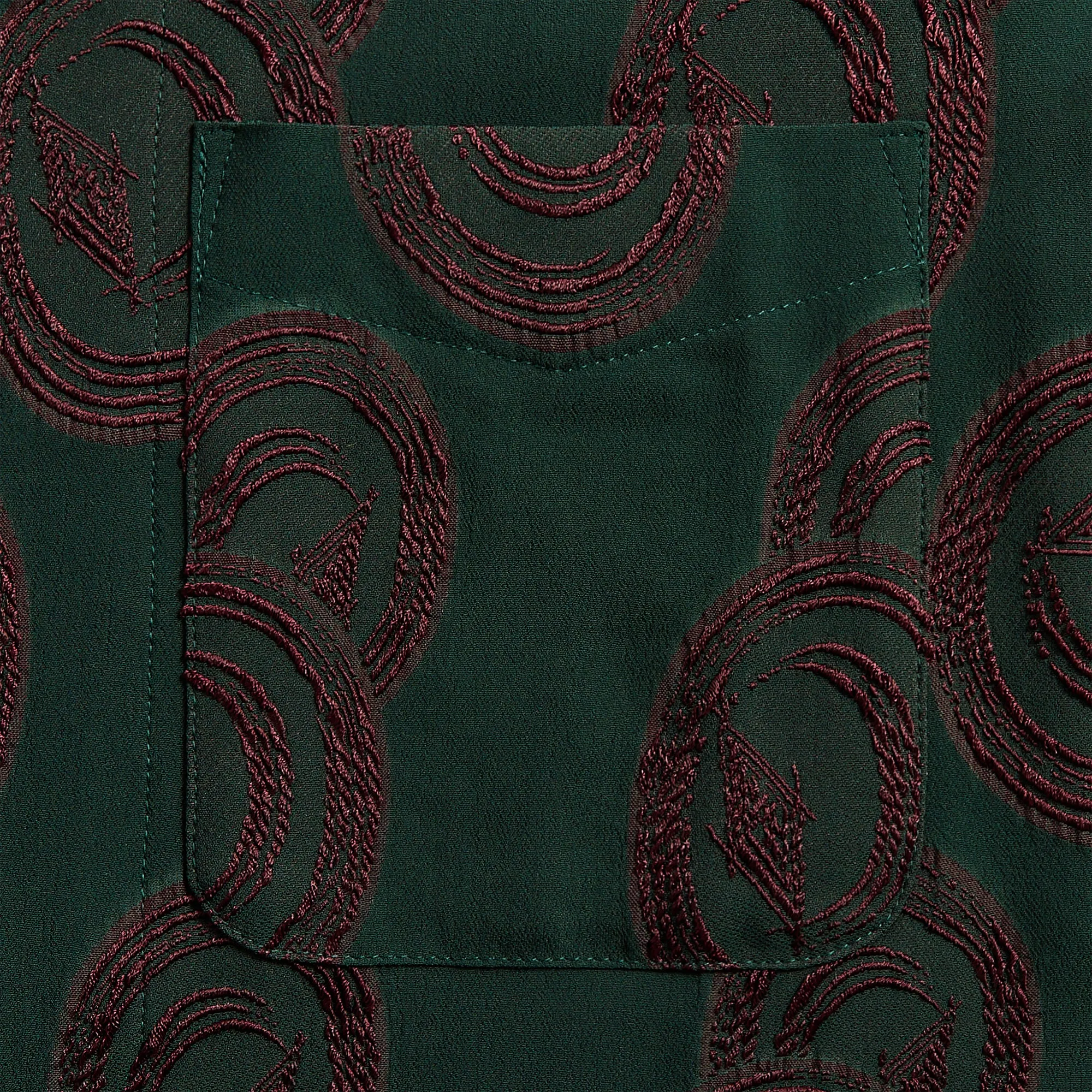 Insulated Lining Needles Italian Collar Short Sleeve Shirt - Purple / Green