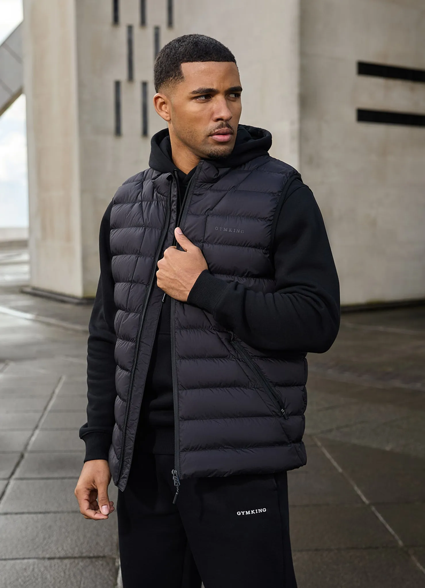 Gym King Limit Gilet - Black Adjustable Hood Feature AdjustableHem