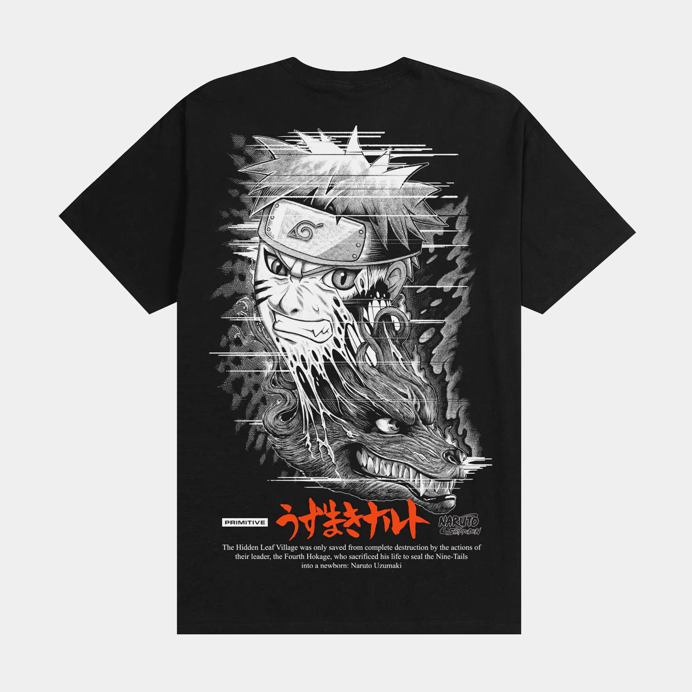 Naruto Beast Mens Short Sleeve Shirt (Black/White) Light Casual