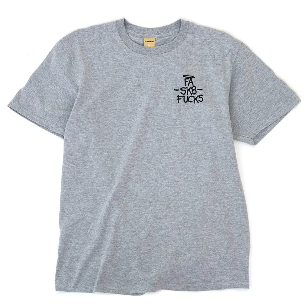 Crew neck classic Relaxed Fit Sk8 Fucks S/S T-Shirt (Heather Grey) (S)