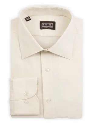 Ecru Royal Oxford Ike by Ike Behar Dress Shirt Street Style