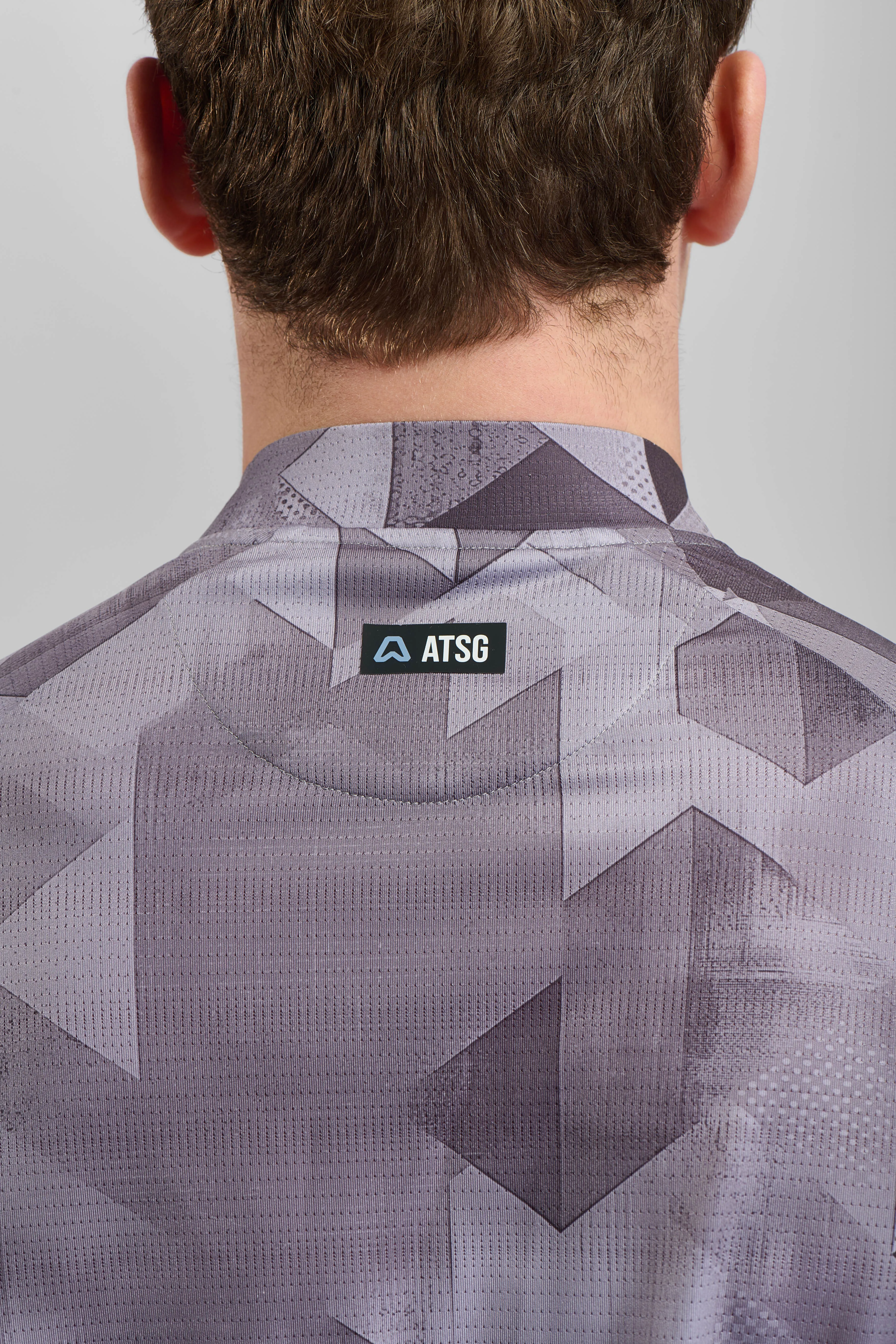 Flexible Wear Moisture Management Tech Vapor Geo Print Grandad Golf Polo Shirt - Driver Grey