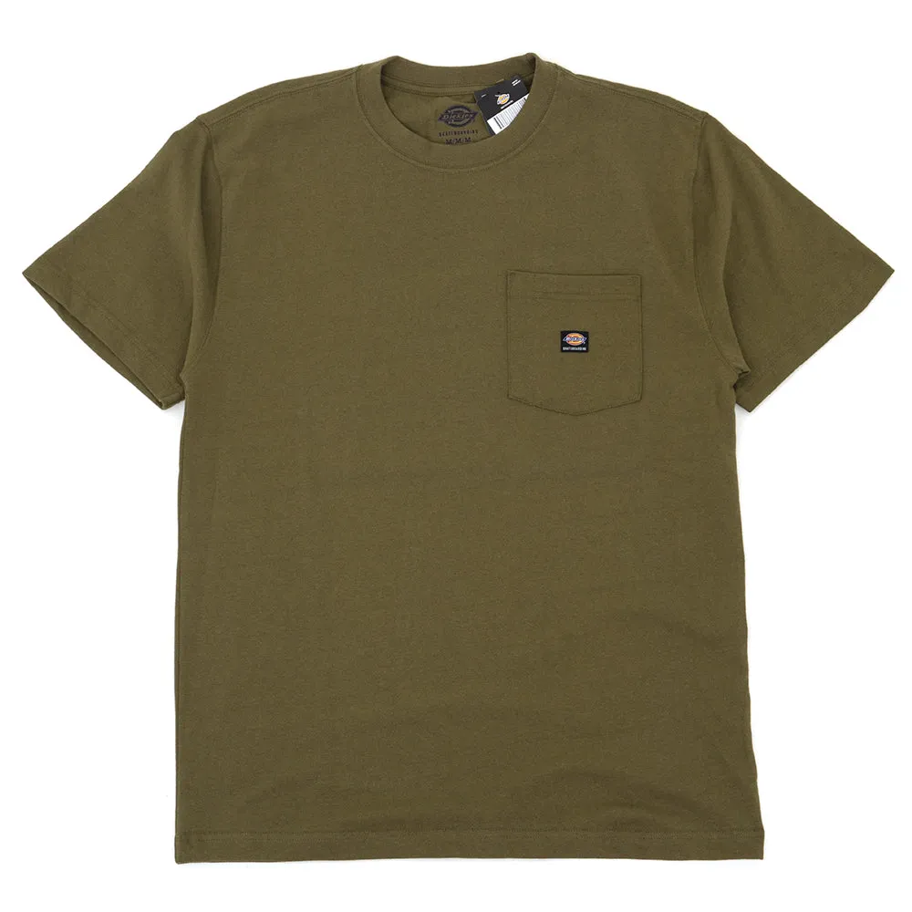 Chest Logo S/S Pocket T-Shirt (Olive) Textured Surface