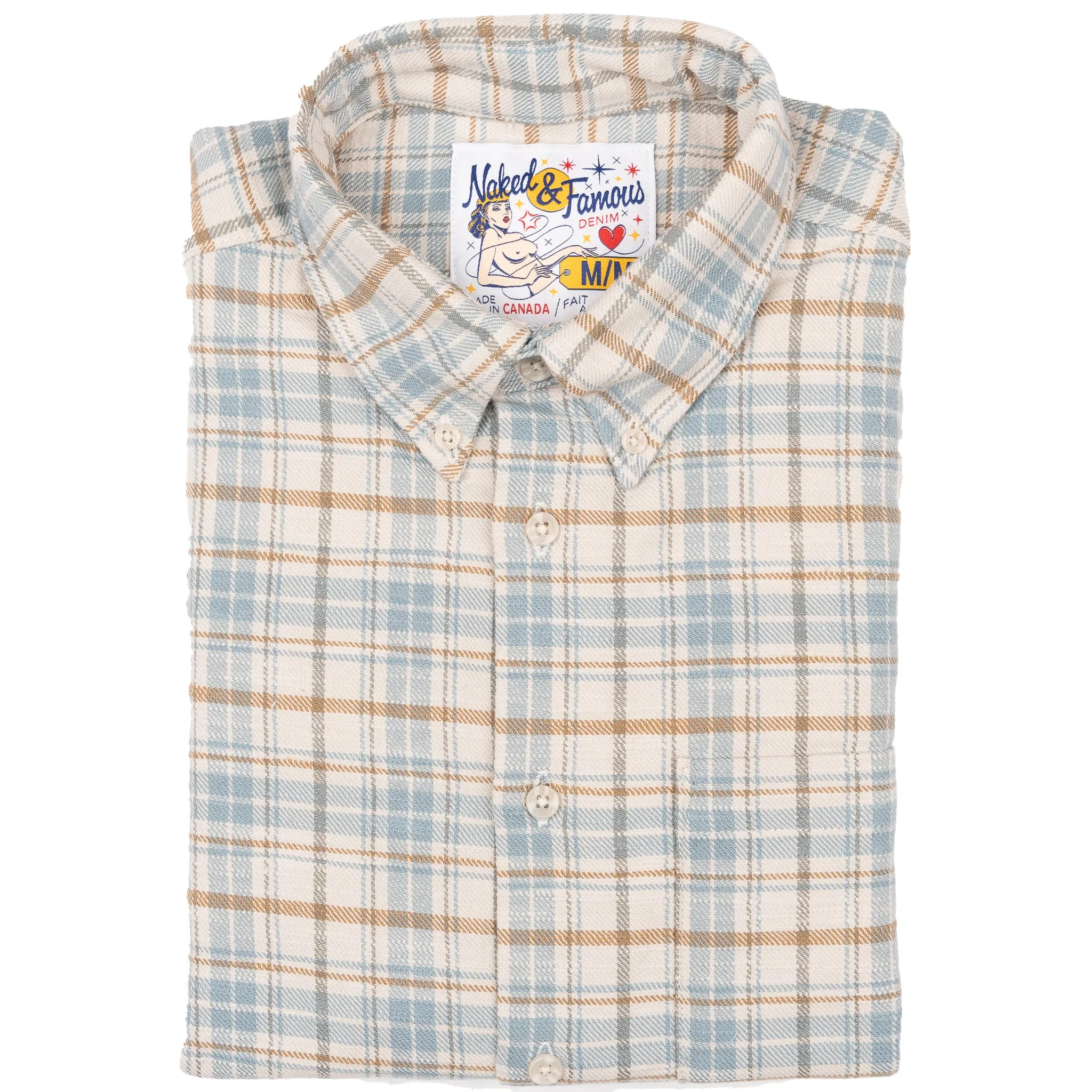 Timeless Classic Easy Shirt - Big Slub Check Flannel - Pale Blue