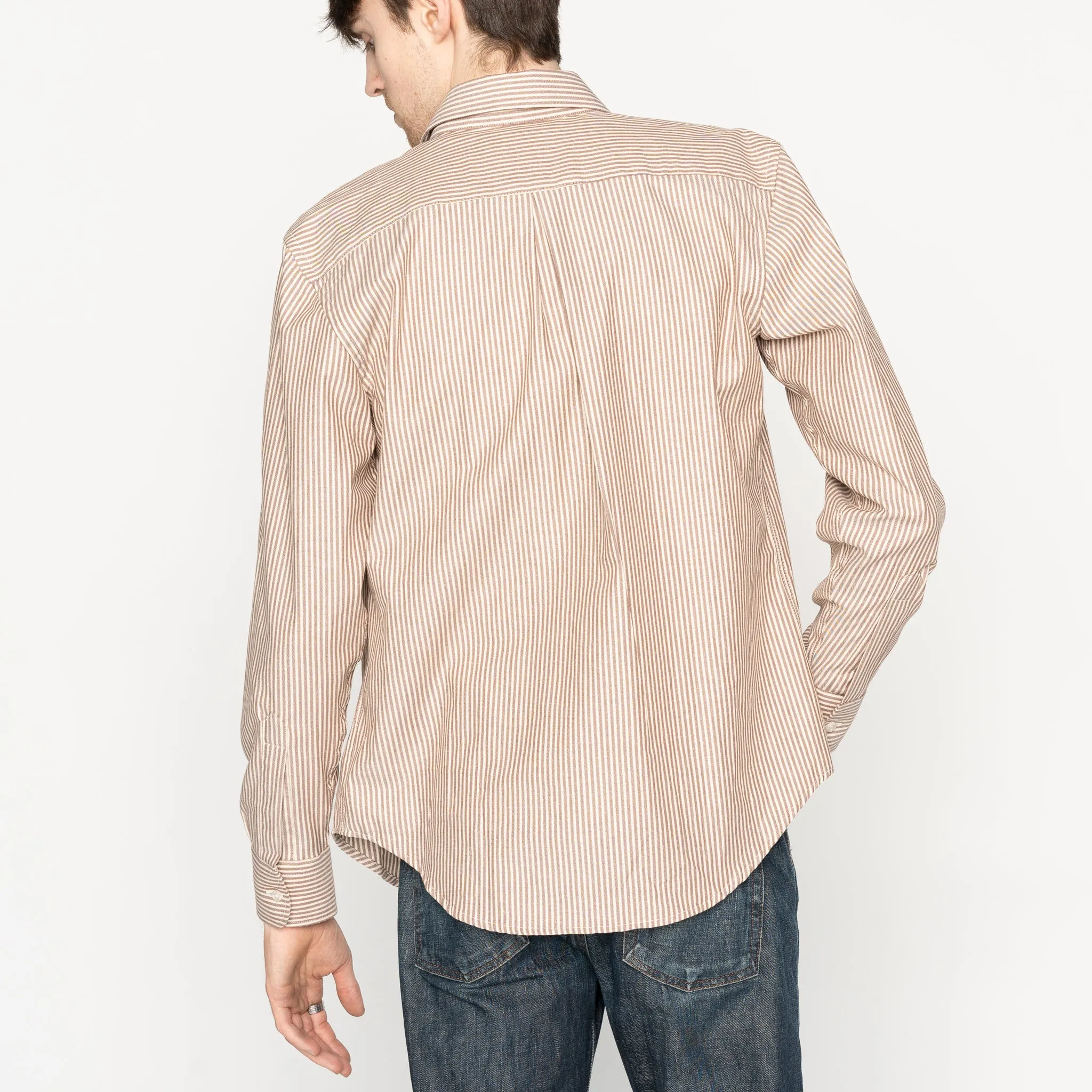 Chill Fit Easy Shirt  - Soft Finish Classic Stripe - Cream   Brown