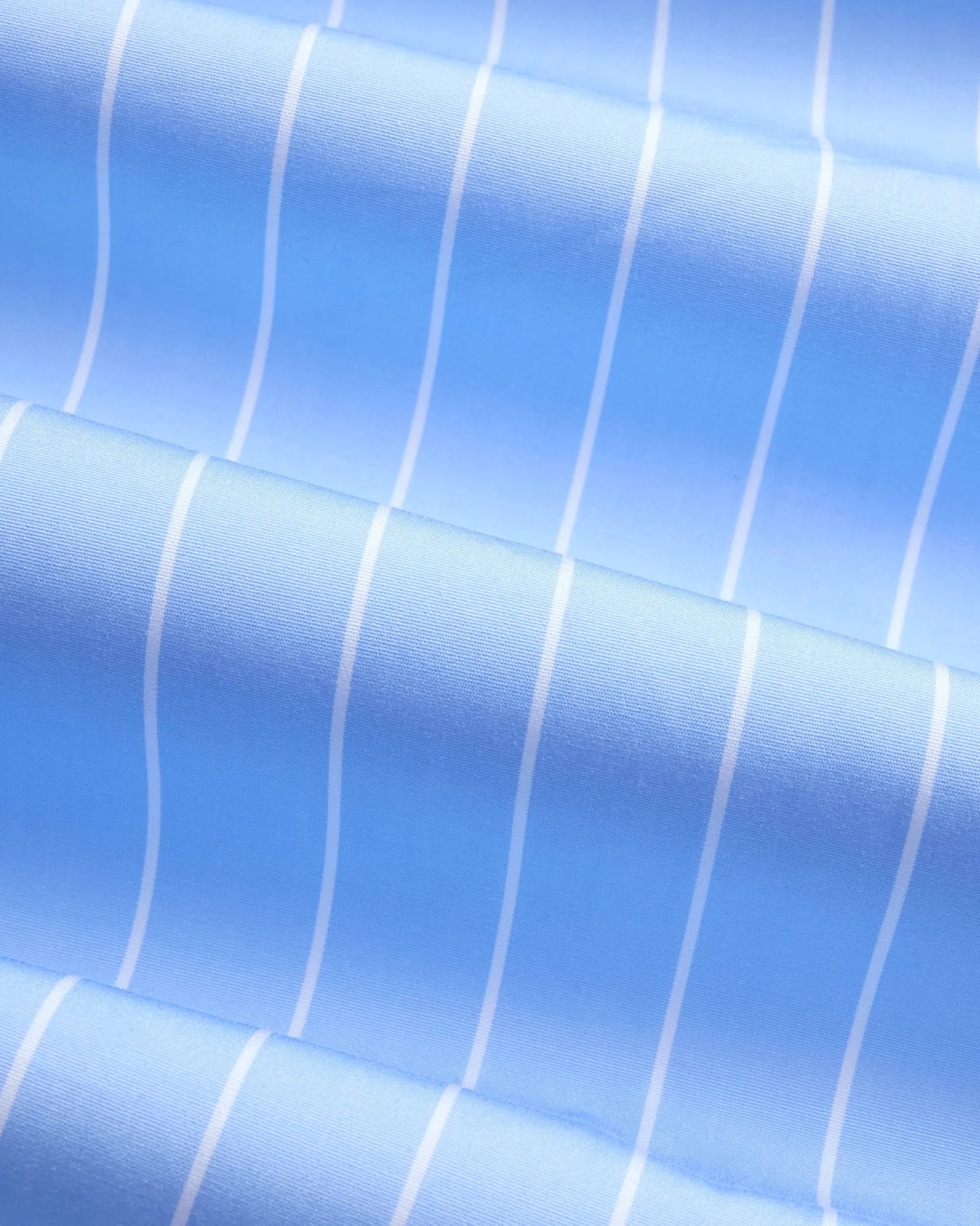 Made-in-USA Thomas Mason Blue & White Stripe Spread Collar French Cuff Dress Shirt - Regular Fit Layering Essential