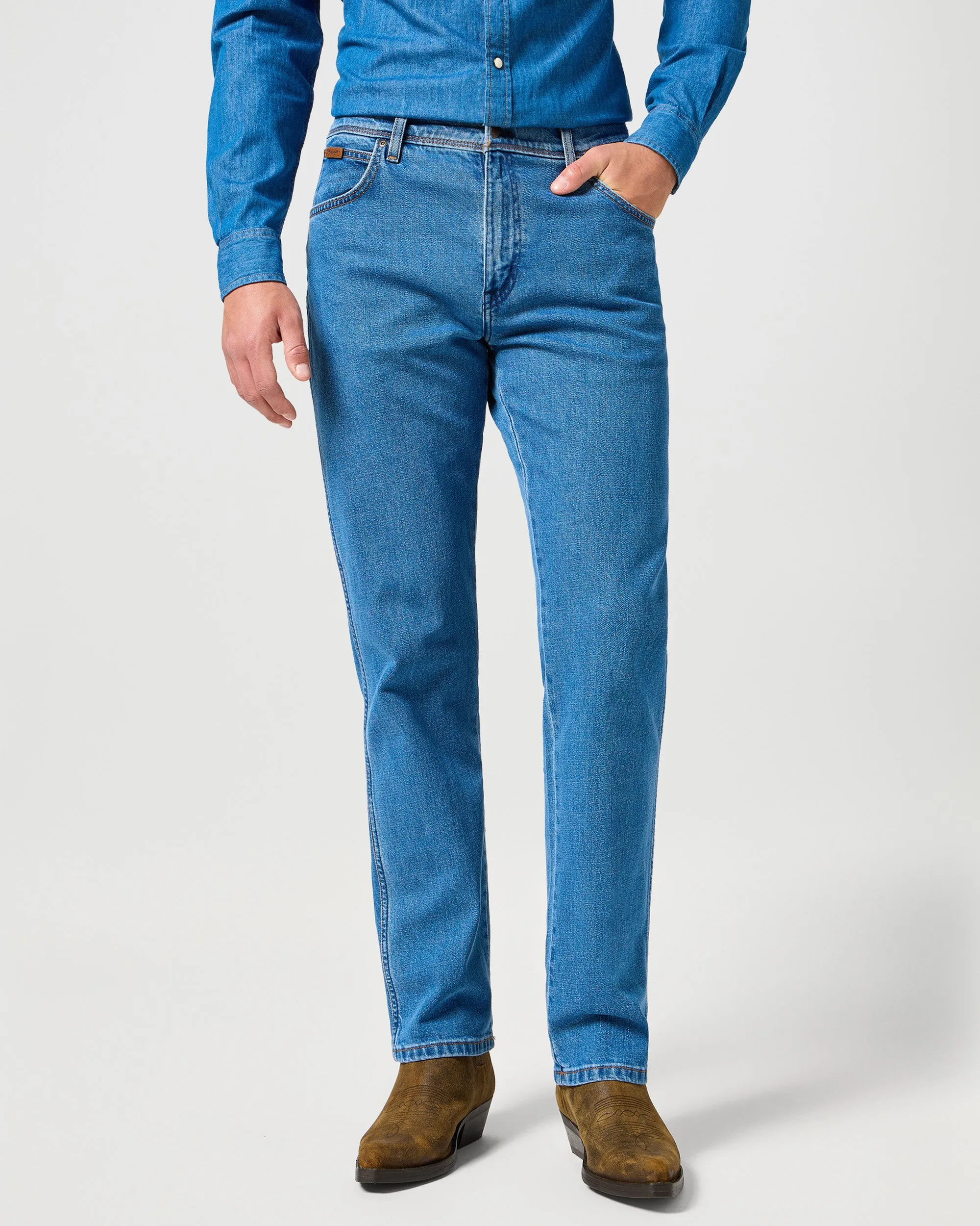 Wrangler Texas Stretch Authentic Straight Mens Jeans - Desert Mirage Stylish Casual Urban Explorer Picnic Style