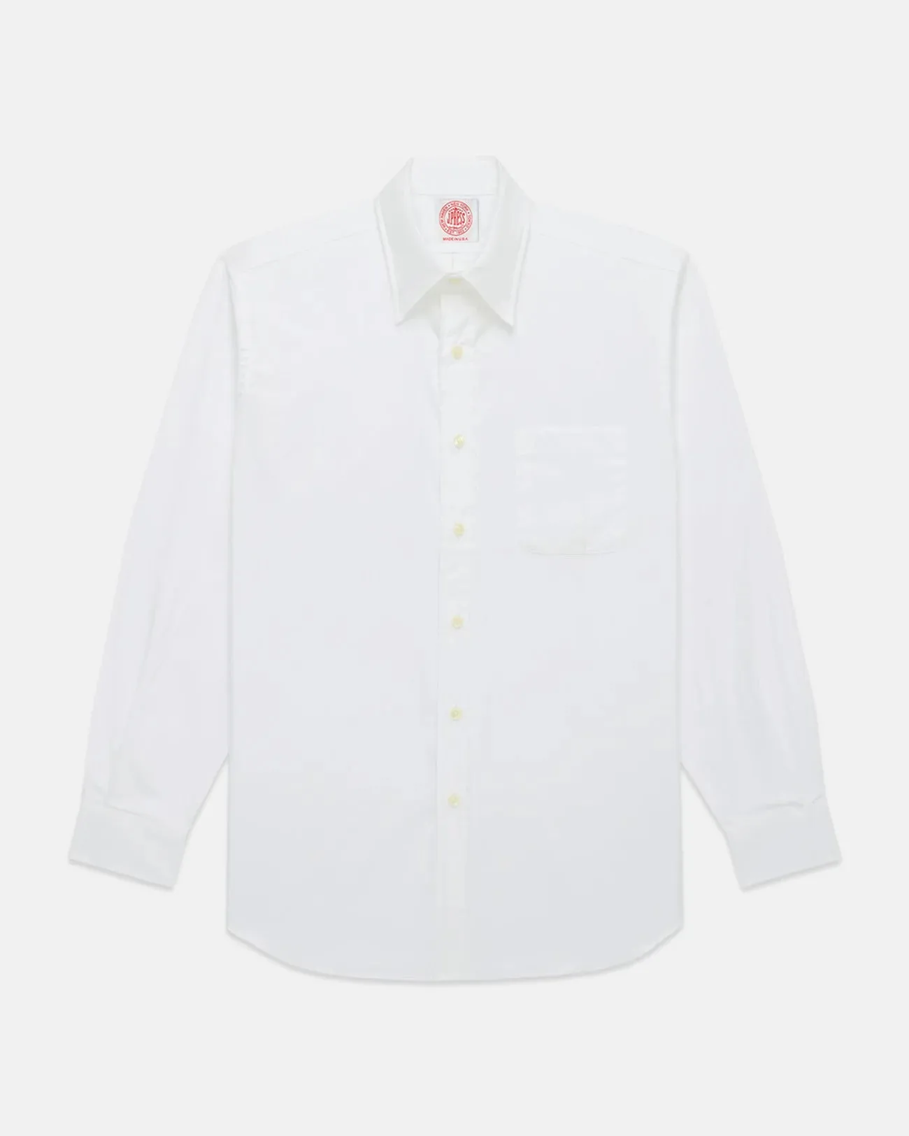 Versatile Layering Mountain Retreat Made-in-USA White Pinpoint Oxford Point Collar Shirt - Classic Fit