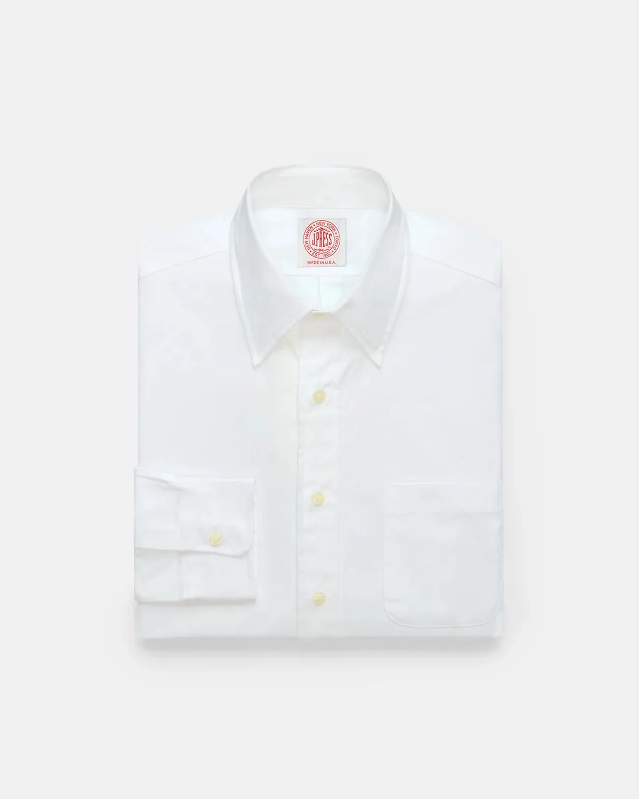 High-End Fashion Stretch Material Made-in-USA White Pinpoint Oxford Point Collar Shirt - Classic Fit