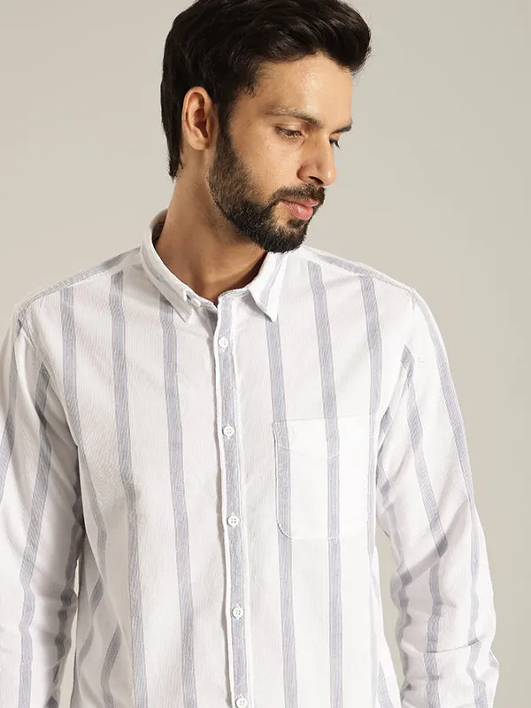 Corporate Retreat Men Striped Full Sleeve Cotton Shirt