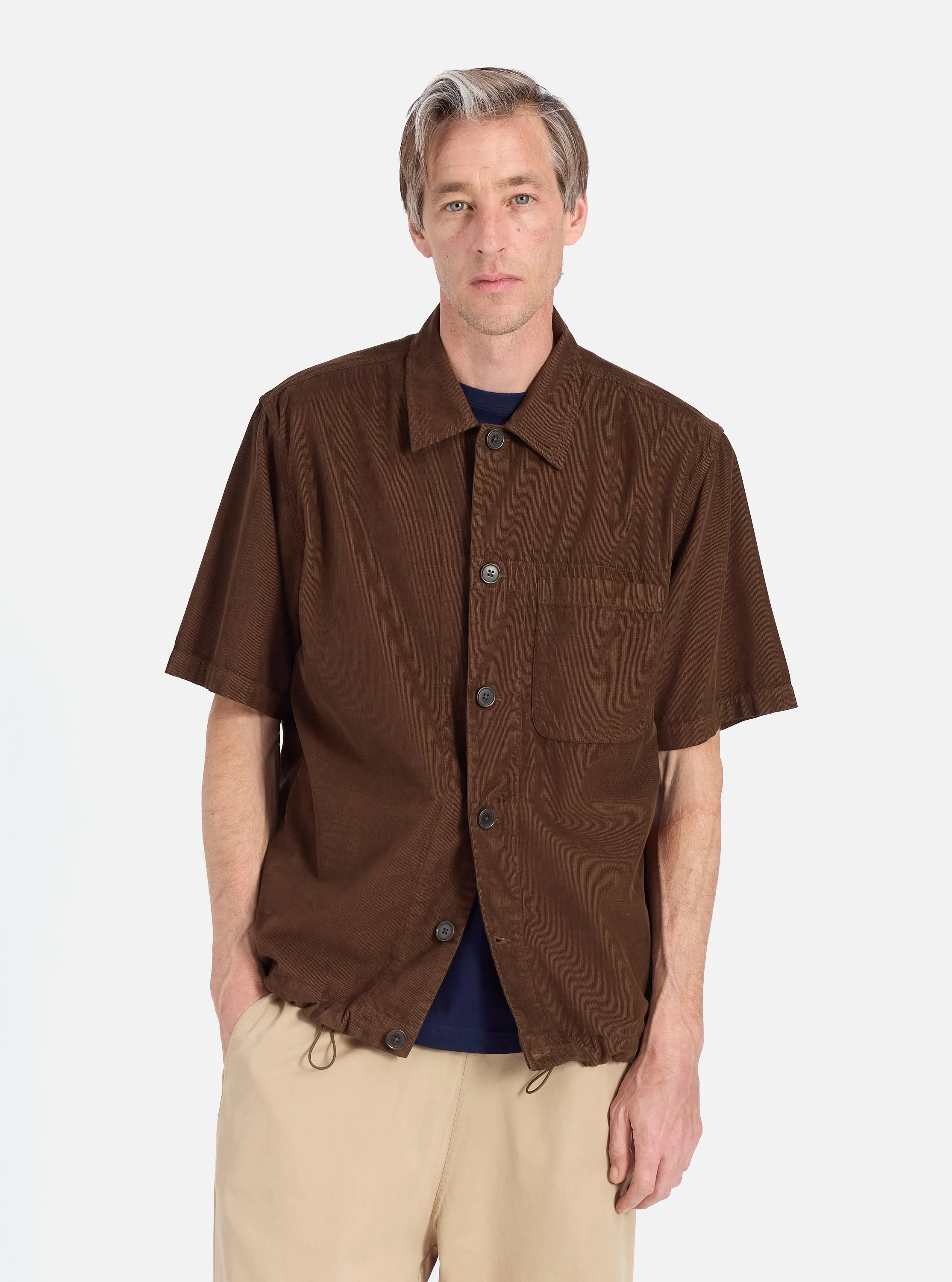Khaki Summer Cord Tech Overshirt Lightweight Layers Trendy Wear