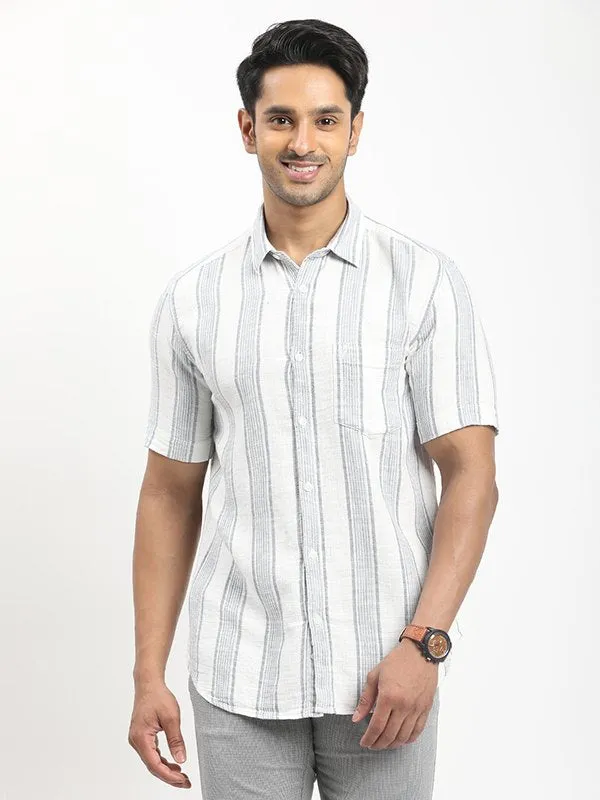 Men Striped Half Sleeve Cotton Shirt Versatile Styling Unisex wear