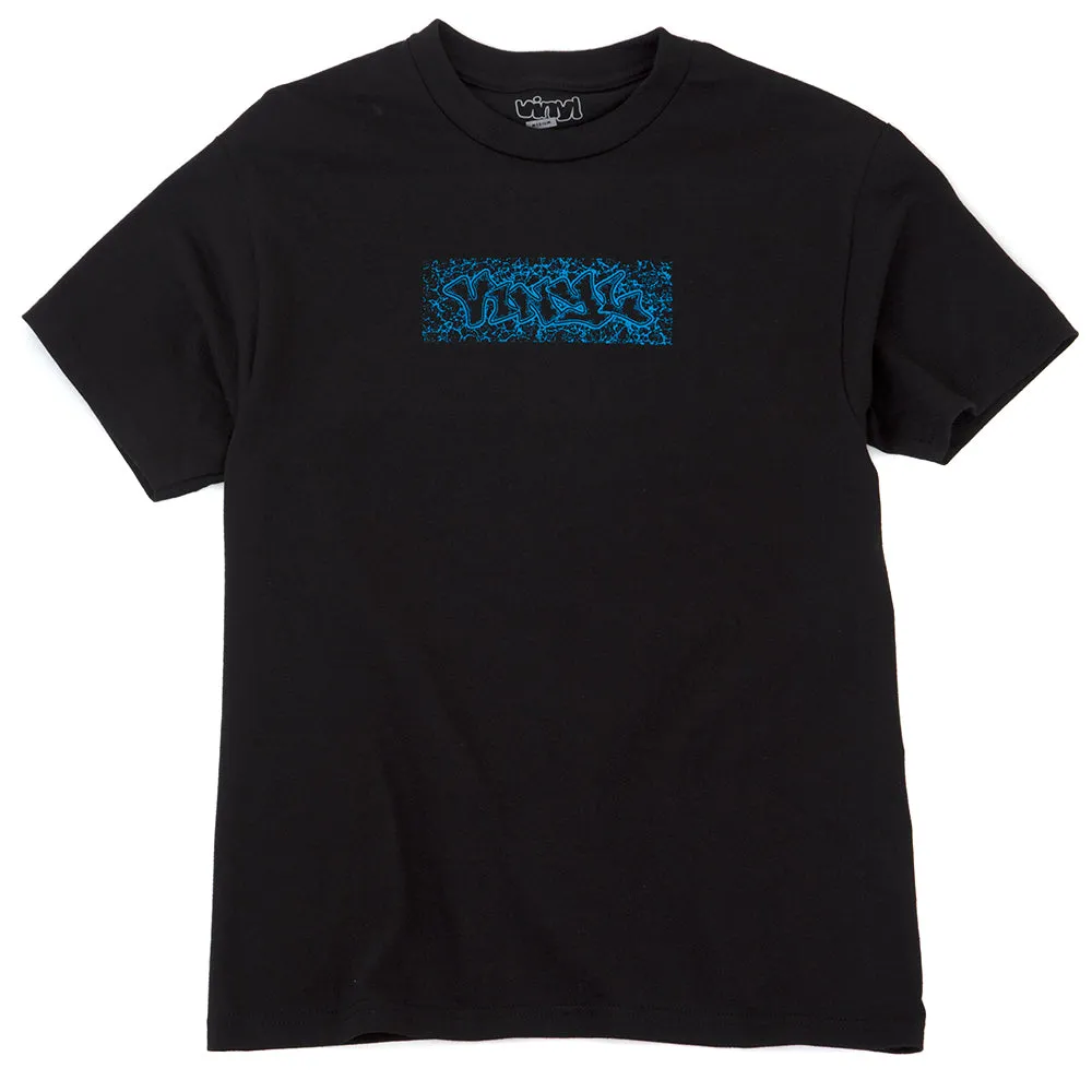 Vinyl Blue Splat S/S T-Shirt (Black) Wrinkle Resistant Texture
